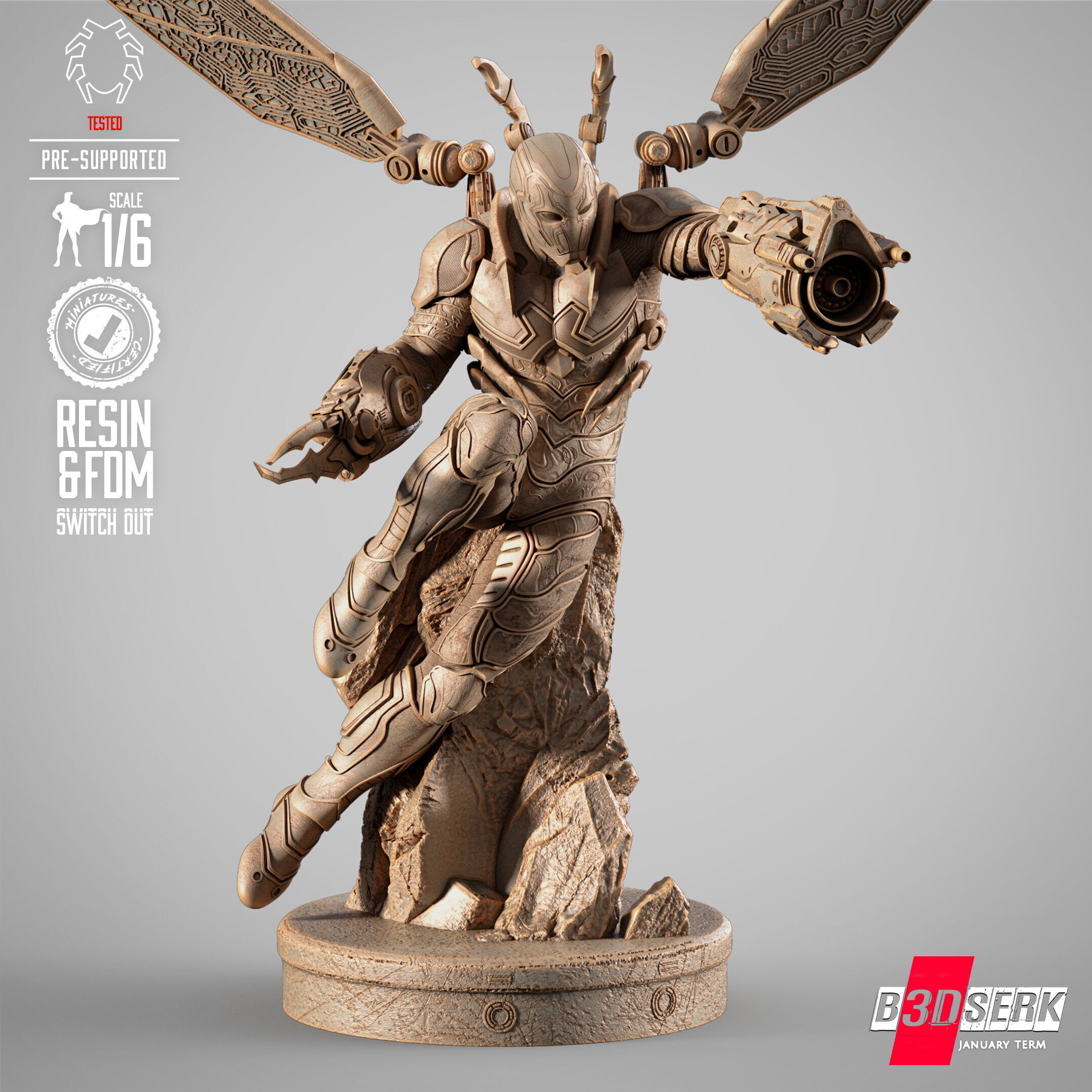 B3DSERK Blue Beetle Sculpture 3D print model_59