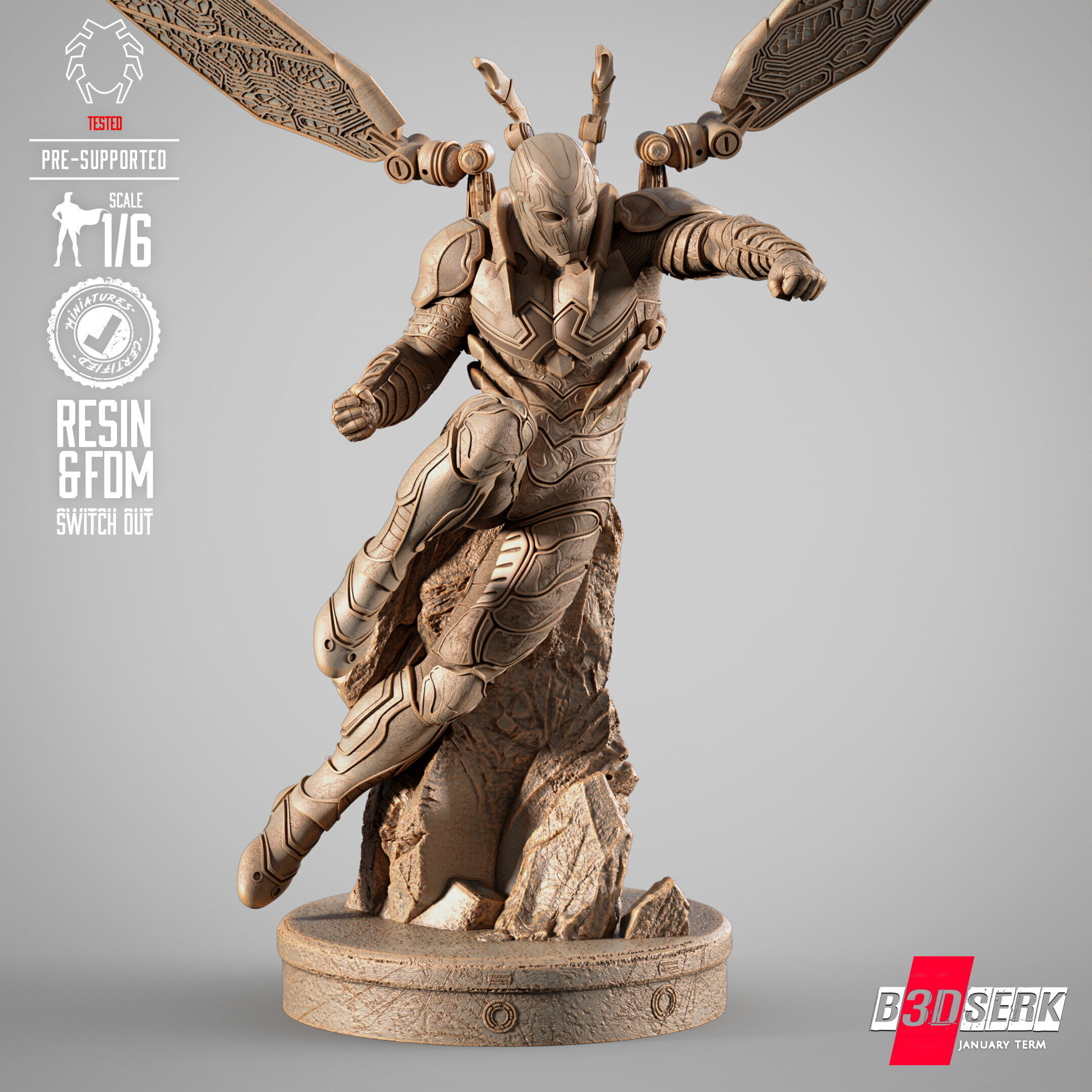 B3DSERK Blue Beetle Sculpture 3D print model_52