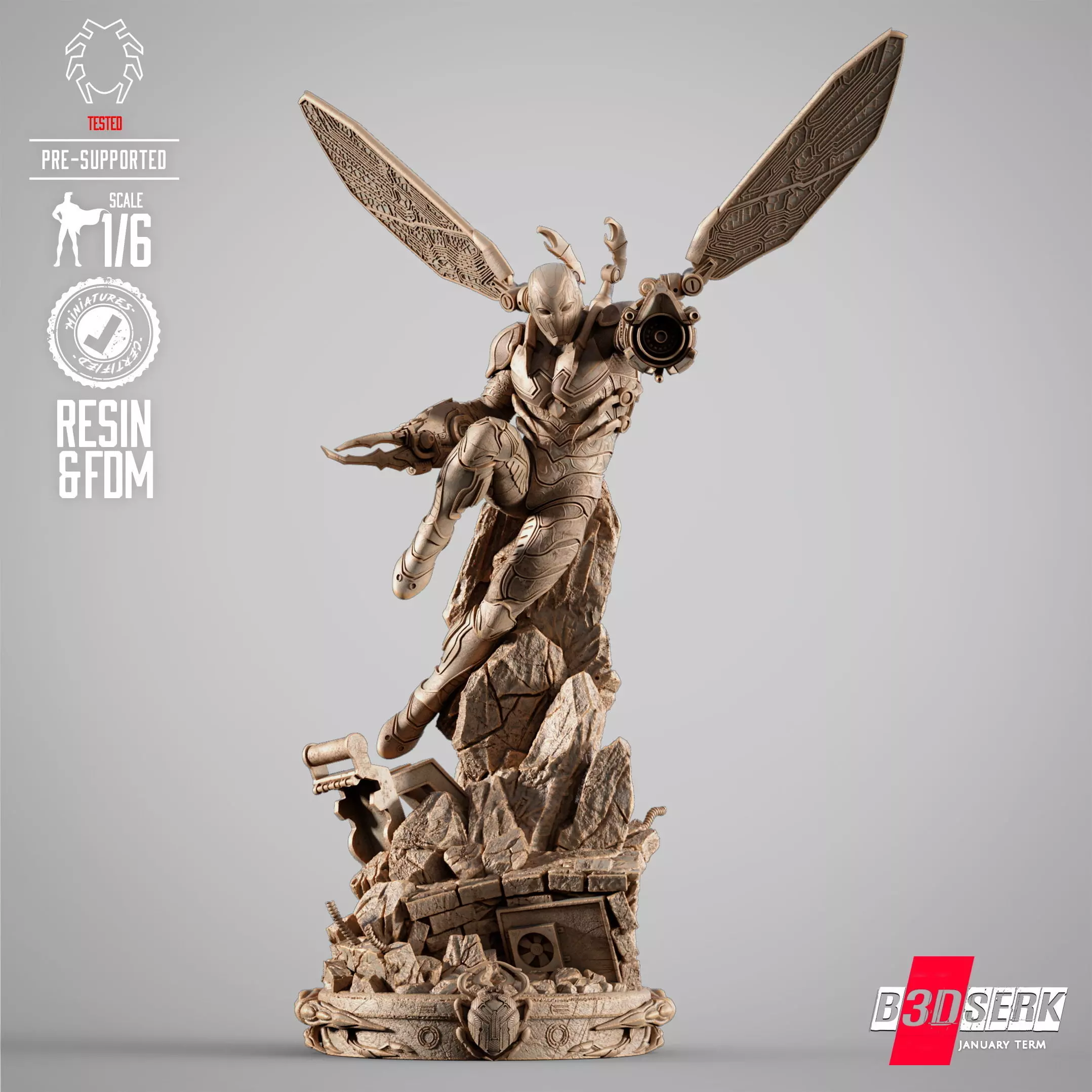 B3DSERK Blue Beetle Sculpture 3D print model_0