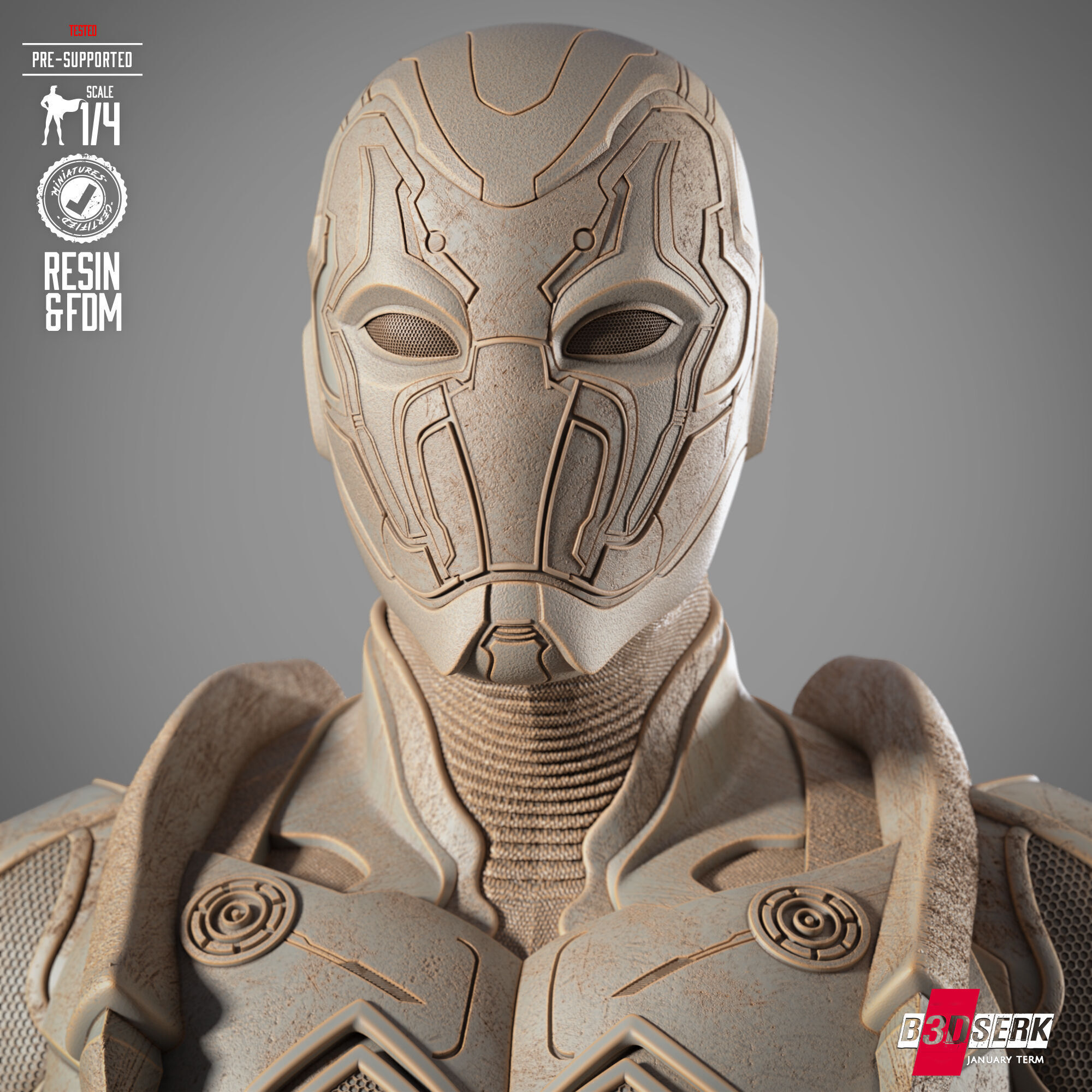 B3DSERK Blue Beetle Portrait Bust 3D print model_12