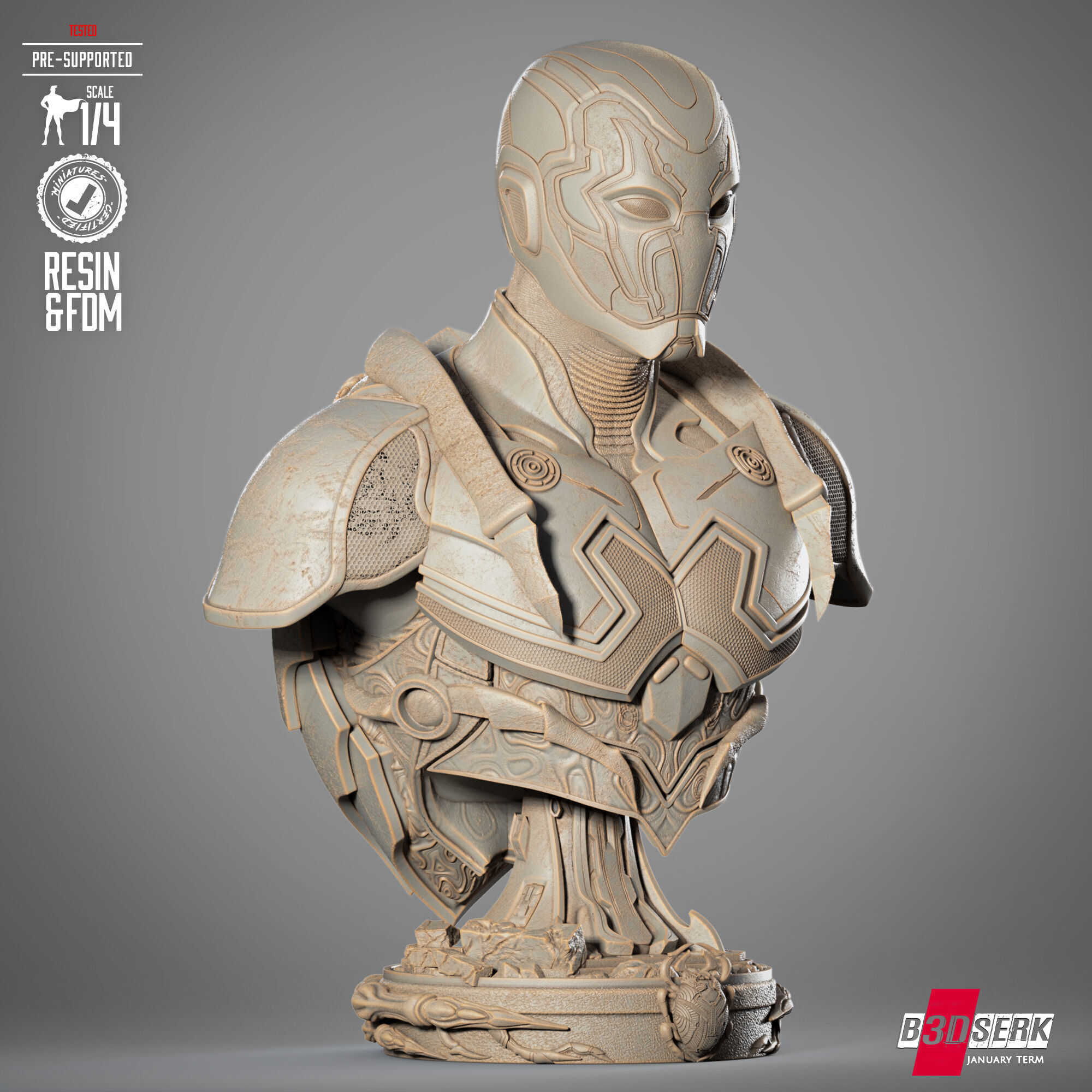 B3DSERK Blue Beetle Portrait Bust 3D print model_9
