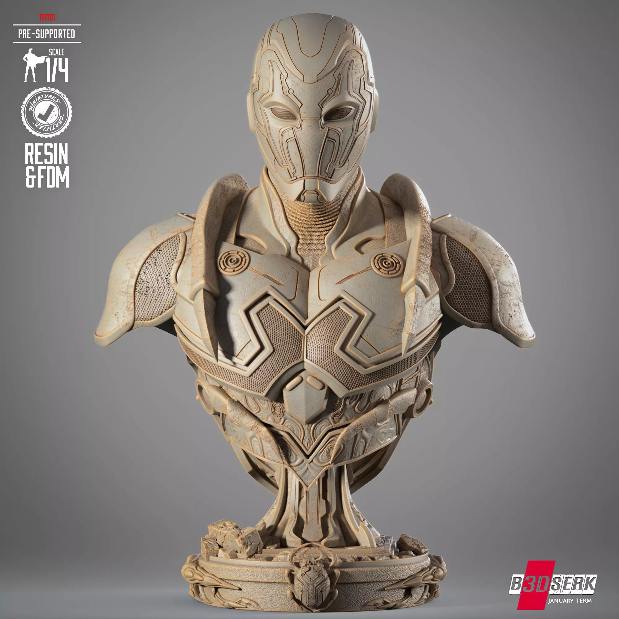 B3DSERK Blue Beetle Portrait Bust 3D print model_0