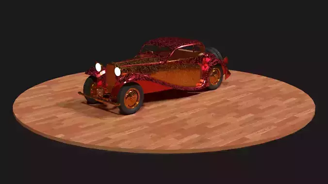 Chinese red golden vintage car  