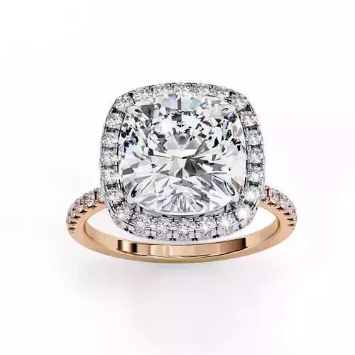 Halo Solitaire Diamond Ring 360 animation renders 3dm stl 3D print model