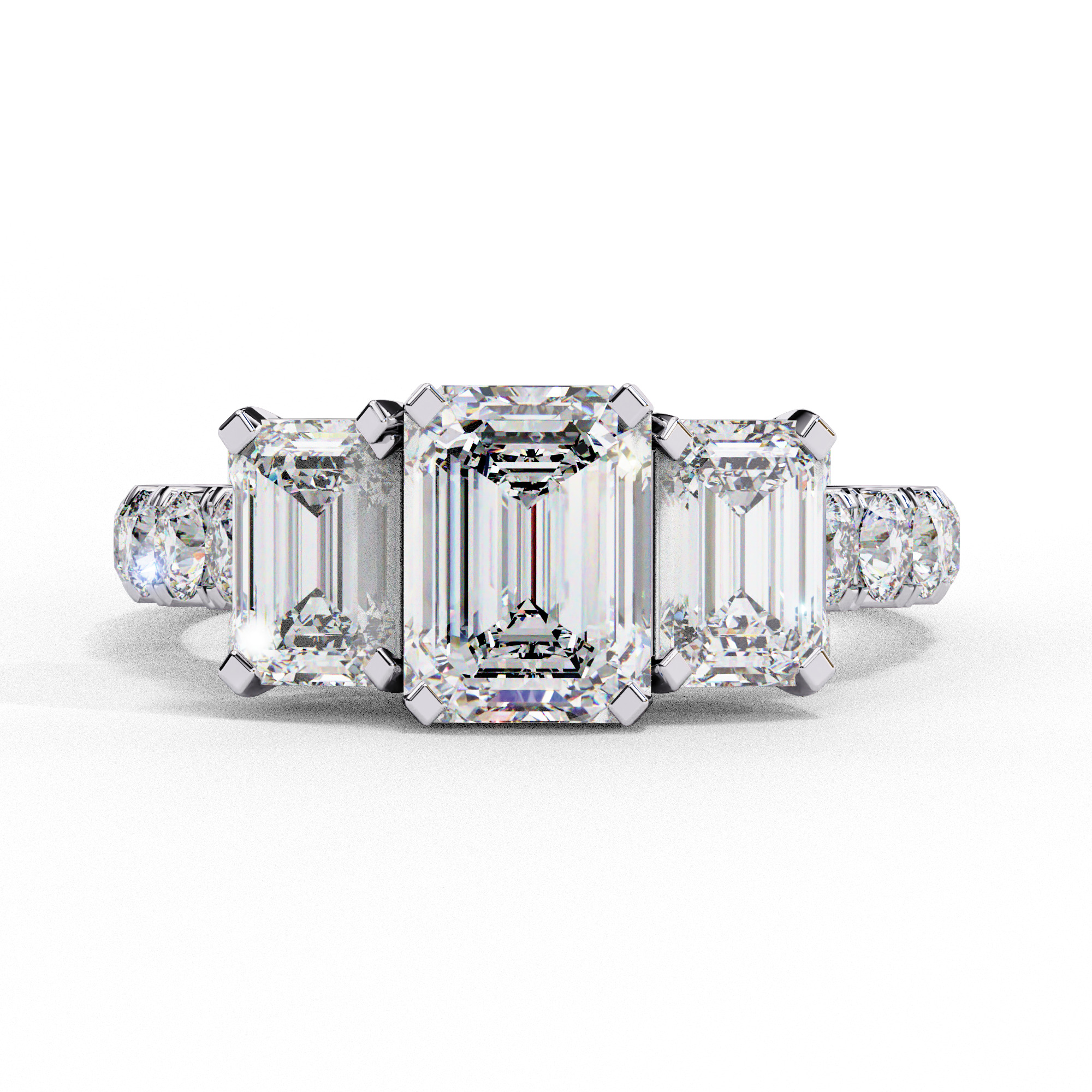 Trio Solitaire Diamond Ring 360 animation renders 3dm stl  3D print model_7