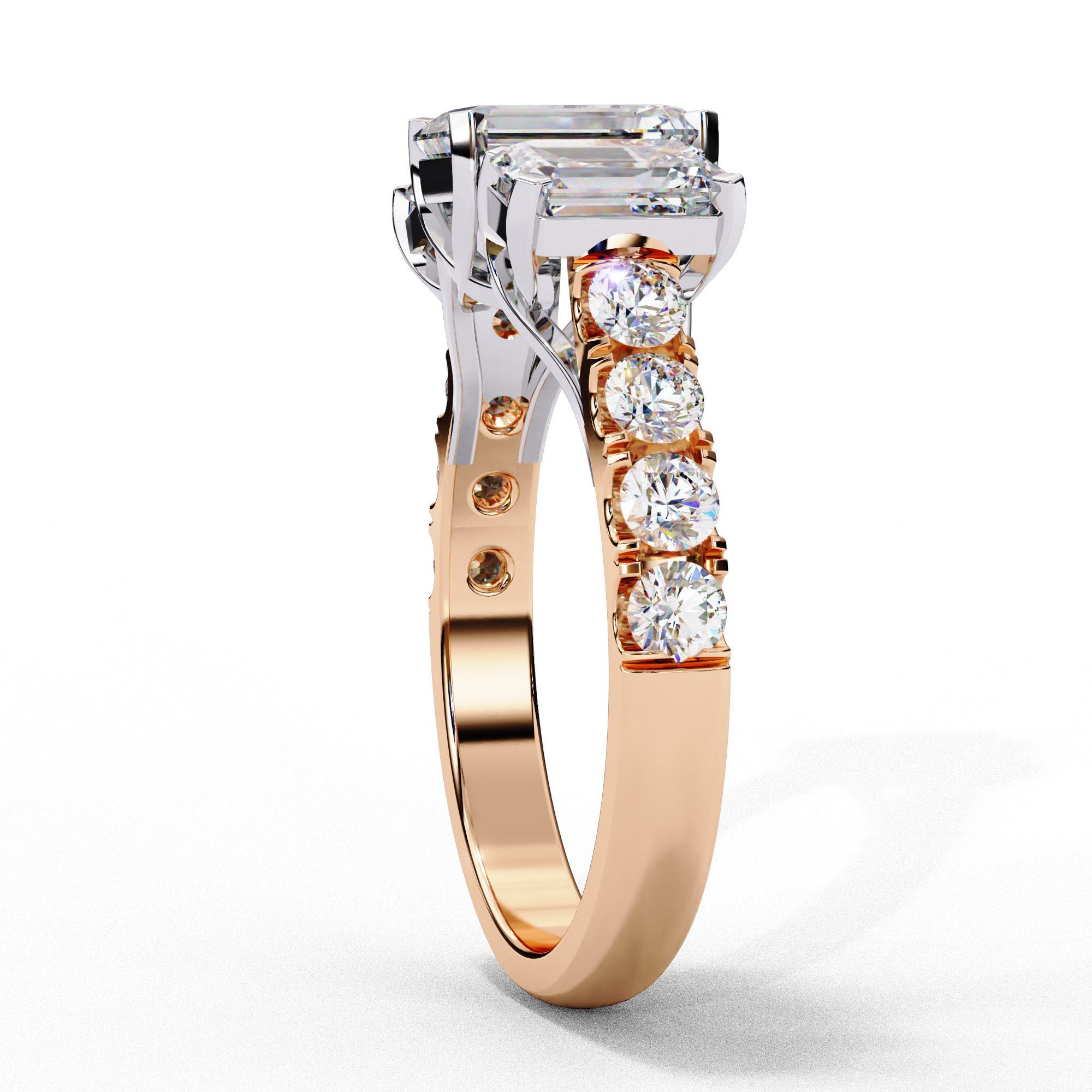 Trio Solitaire Diamond Ring 360 animation renders 3dm stl  3D print model_11