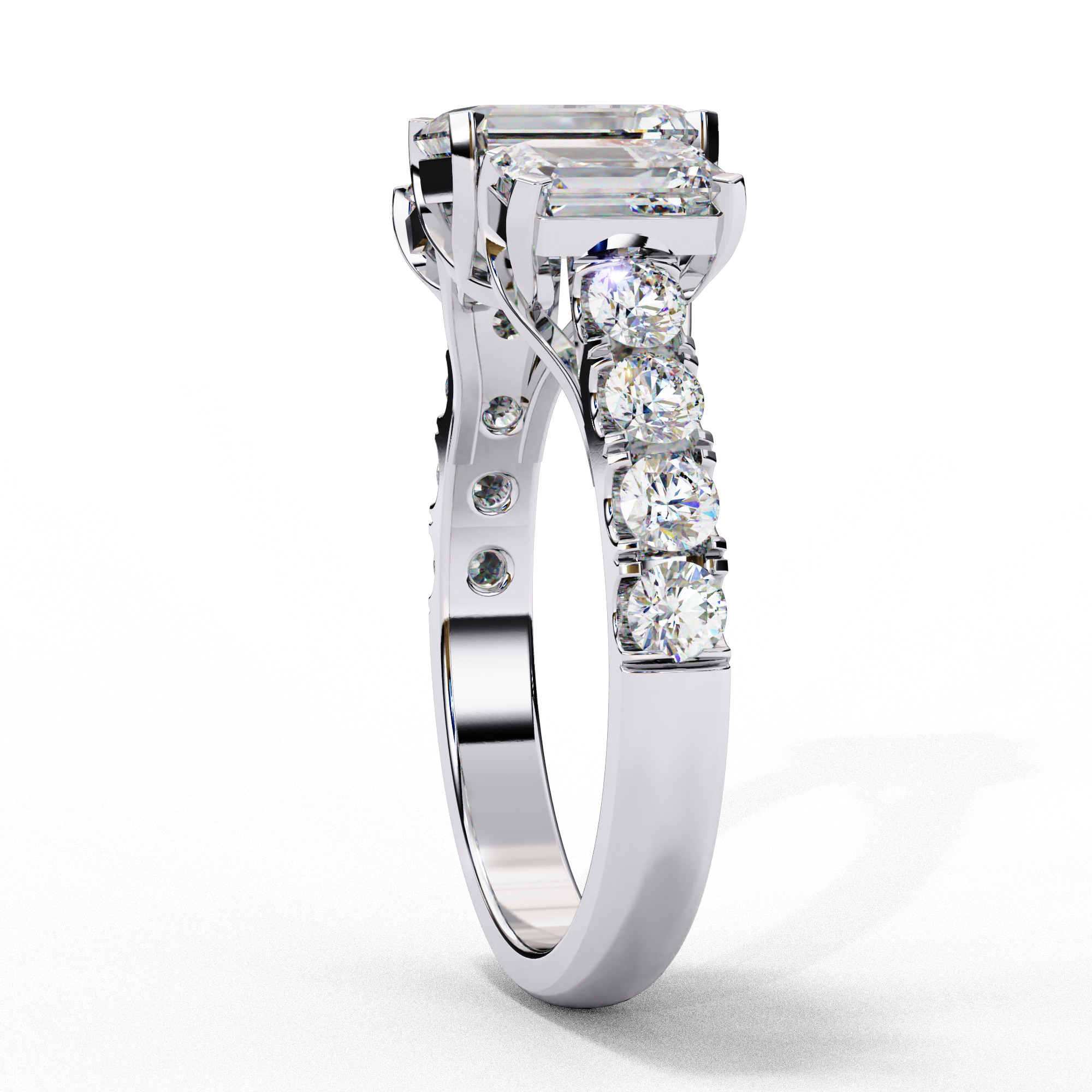 Trio Solitaire Diamond Ring 360 animation renders 3dm stl  3D print model_13