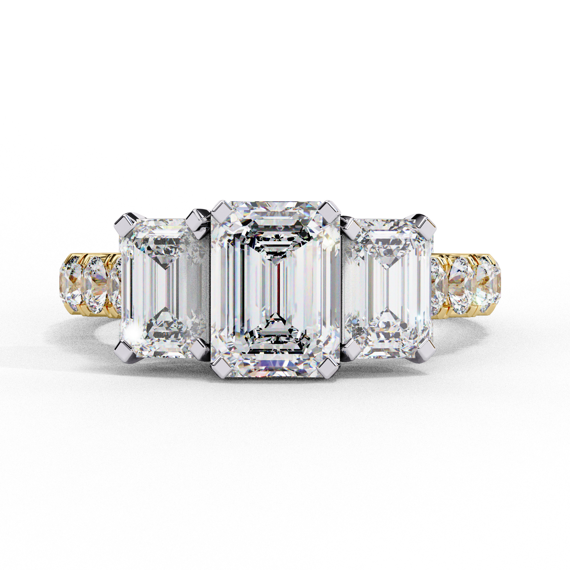 Trio Solitaire Diamond Ring 360 animation renders 3dm stl  3D print model_8