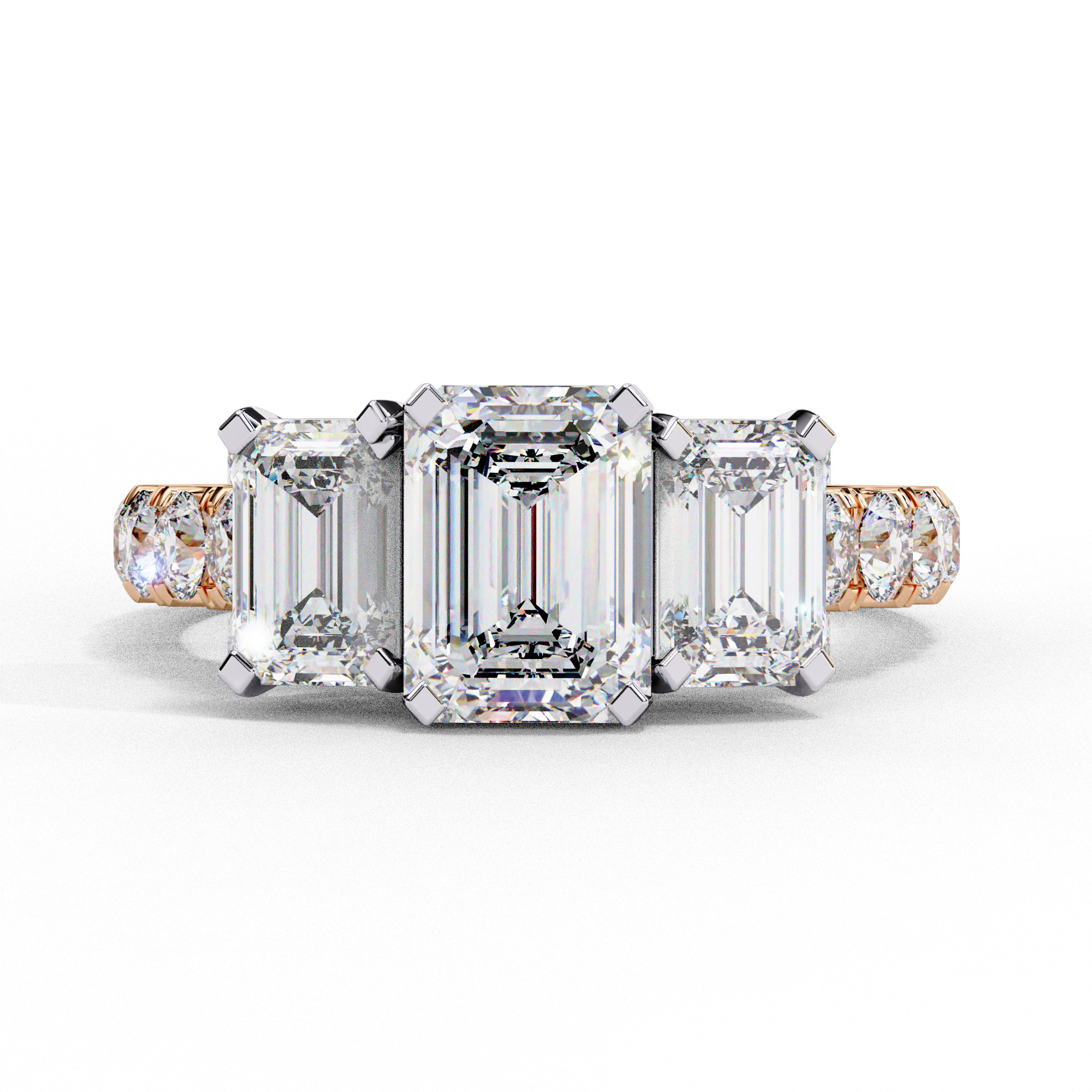 Trio Solitaire Diamond Ring 360 animation renders 3dm stl  3D print model_6