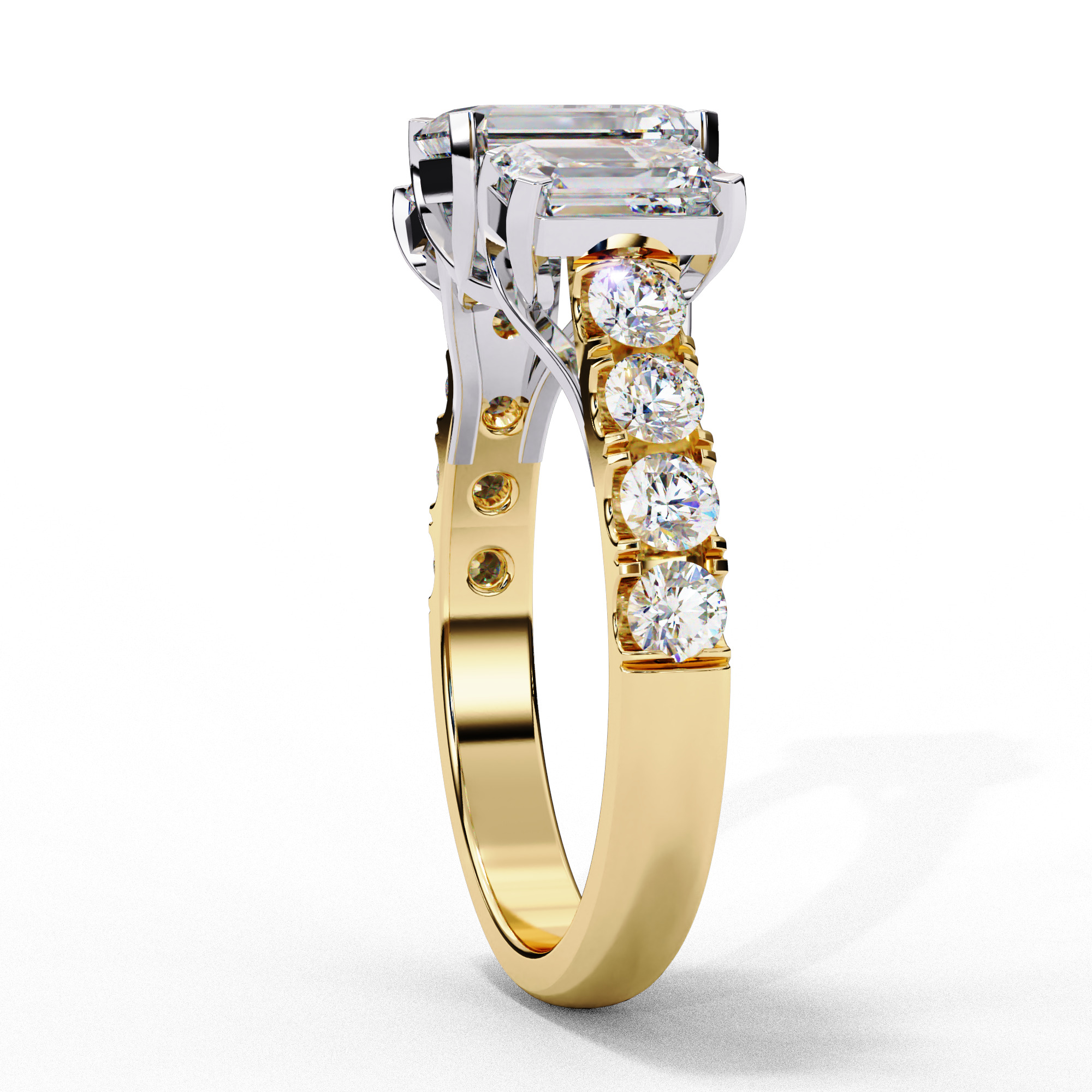 Trio Solitaire Diamond Ring 360 animation renders 3dm stl  3D print model_12