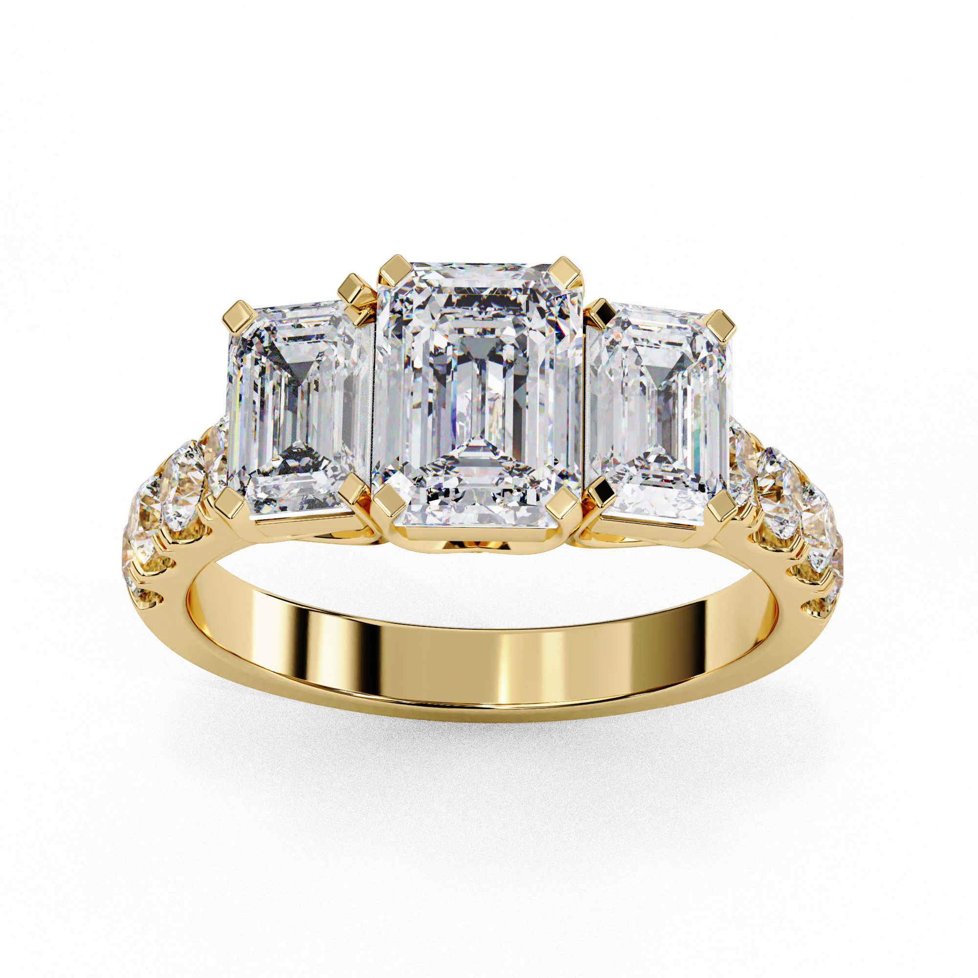 Trio Solitaire Diamond Ring 360 animation renders 3dm stl  3D print model_10