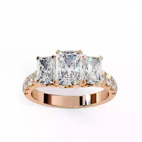 Trio Solitaire Diamond Ring 360 animation renders 3dm stl  3D print model