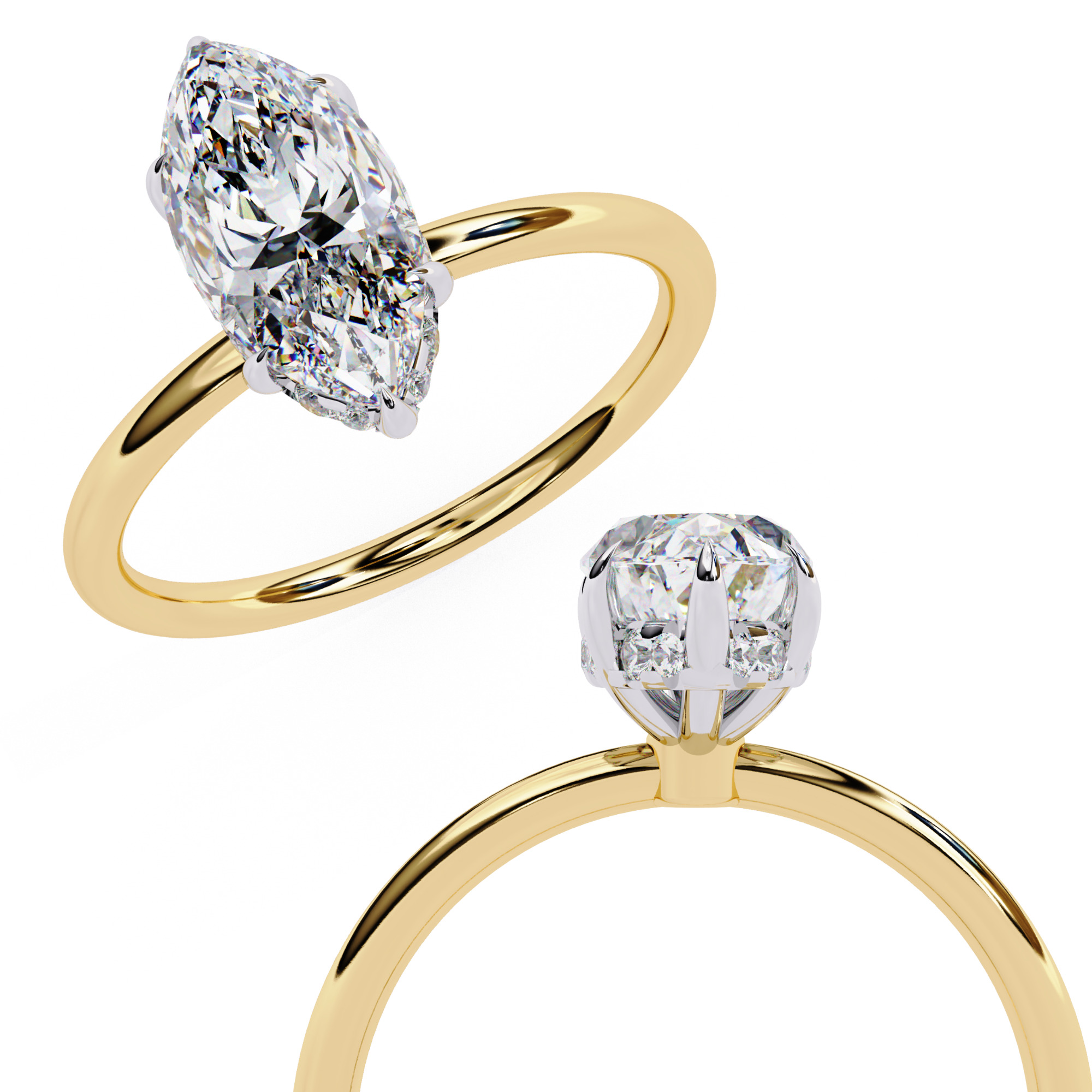 Mono Solitaire Diamond Ring 360 animation renders 3dm stl 3D print model_3