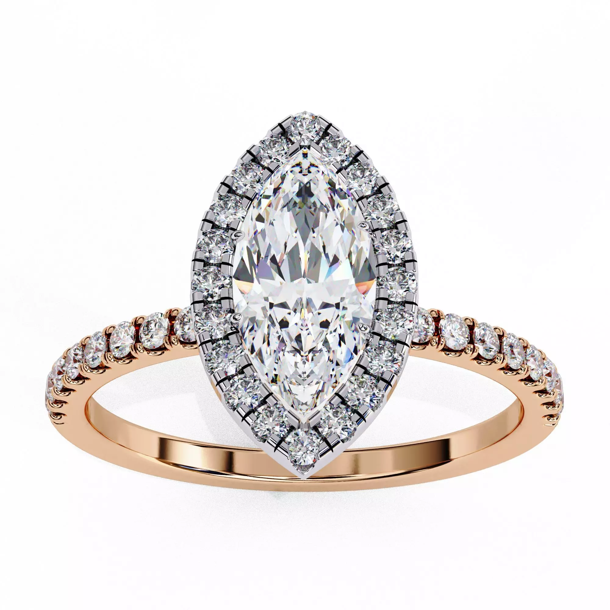 Halo Solitaire Diamond Ring 360 animation renders 3dm stl 3D print model_0