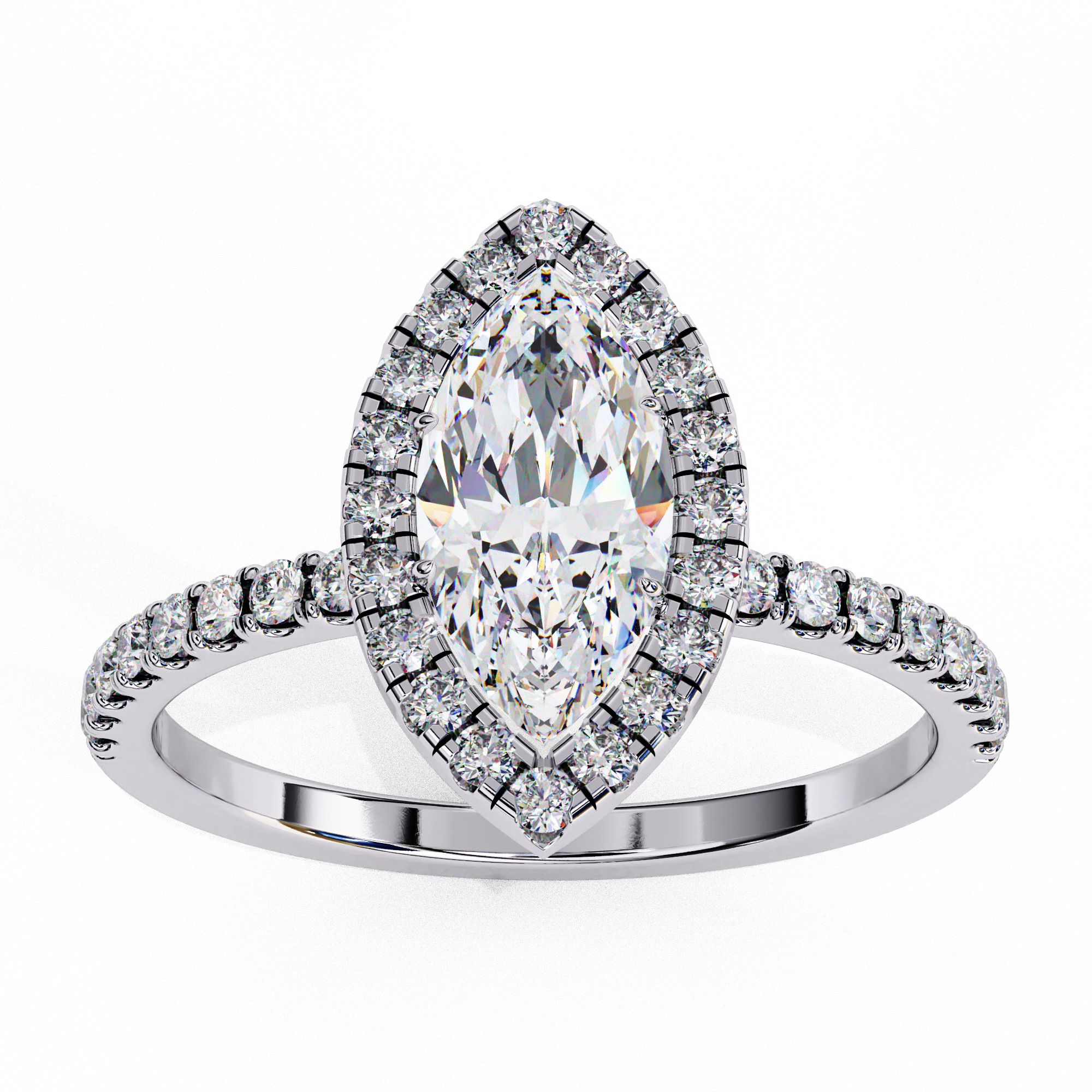 Halo Solitaire Diamond Ring 360 animation renders 3dm stl 3D print model_10