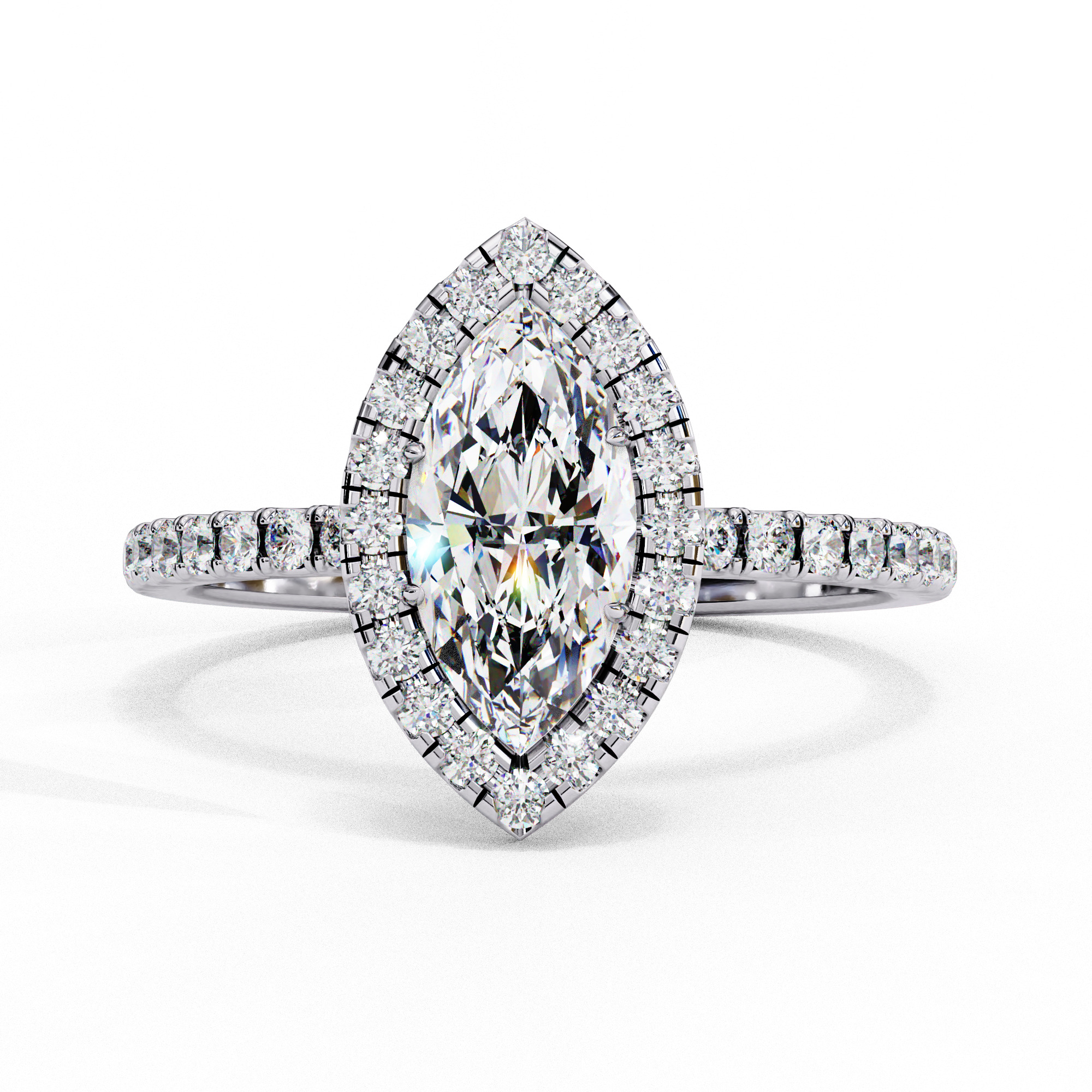 Halo Solitaire Diamond Ring 360 animation renders 3dm stl 3D print model_8