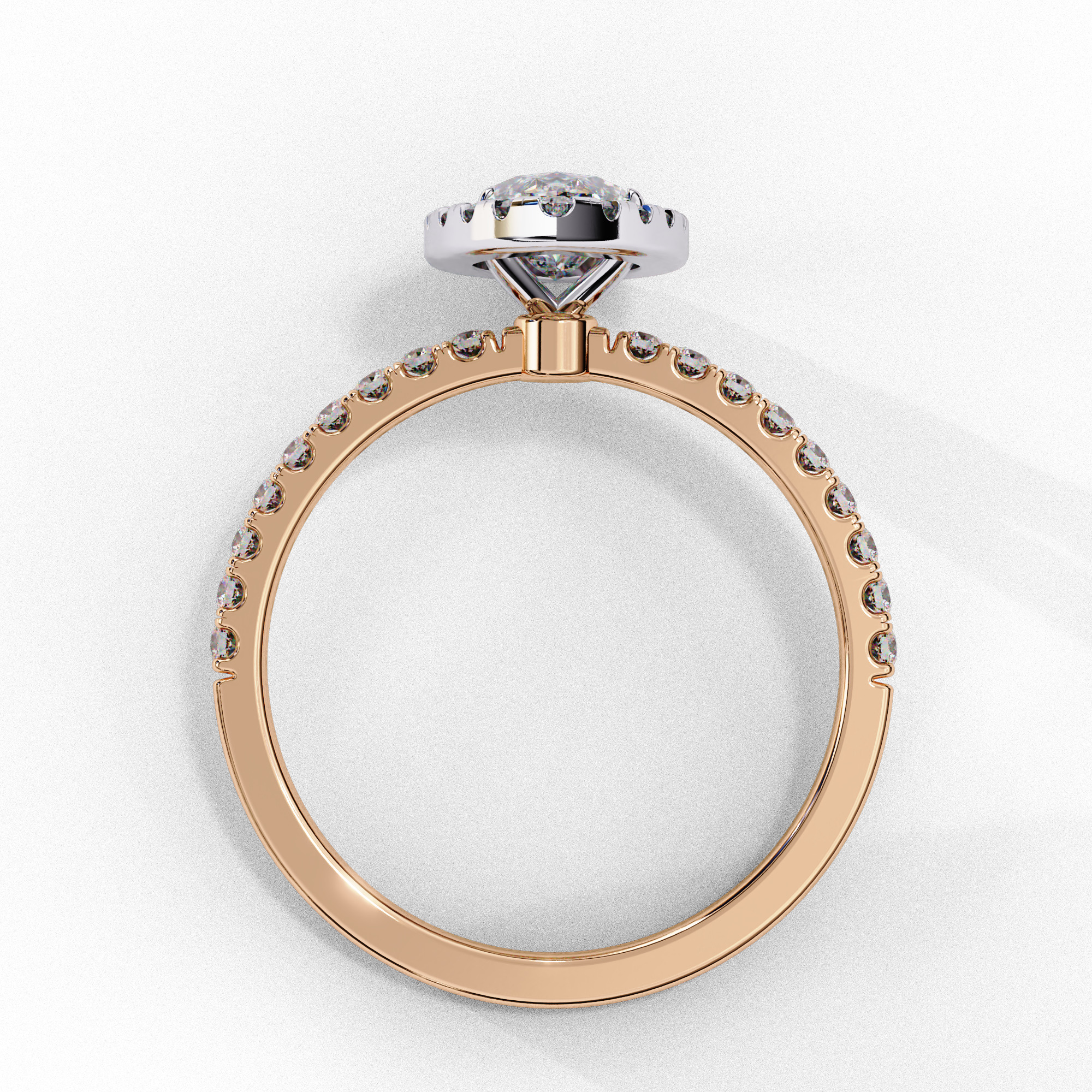 Halo Solitaire Diamond Ring 360 animation renders 3dm stl 3D print model_4