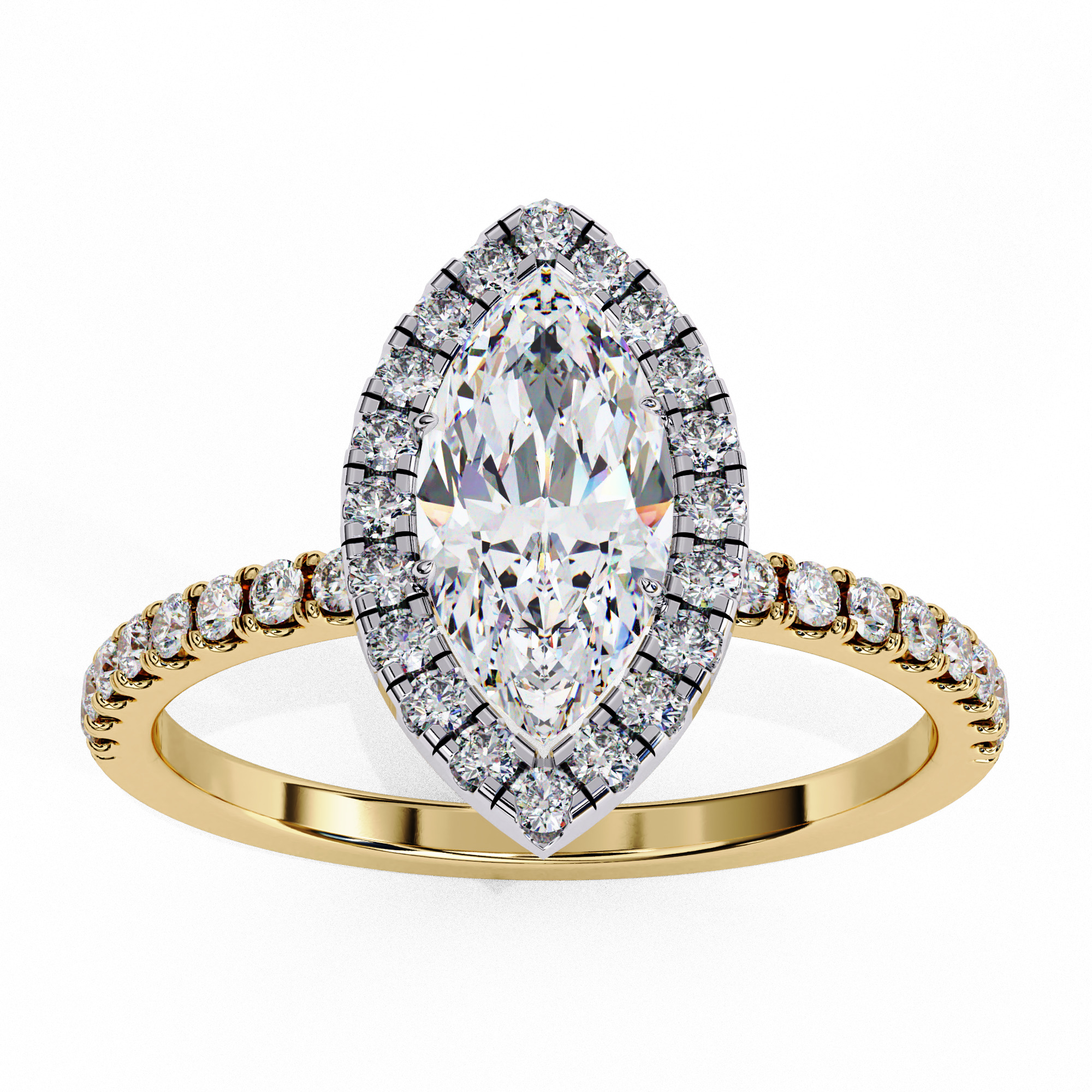 Halo Solitaire Diamond Ring 360 animation renders 3dm stl 3D print model_9