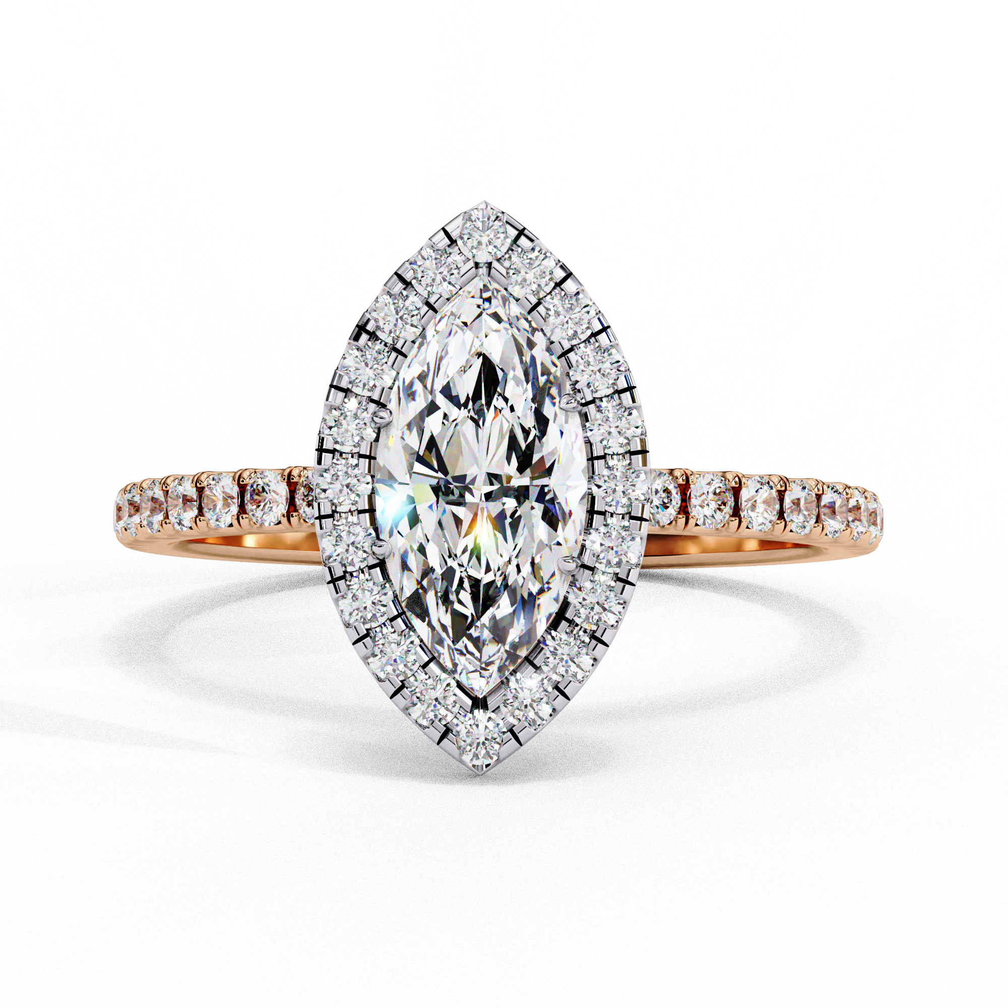 Halo Solitaire Diamond Ring 360 animation renders 3dm stl 3D print model_6