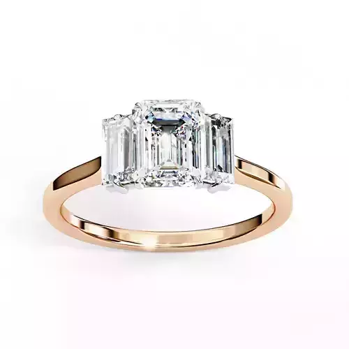 Trio Solitaire Diamond Ring 360 animation renders 3dm stl  3D print model