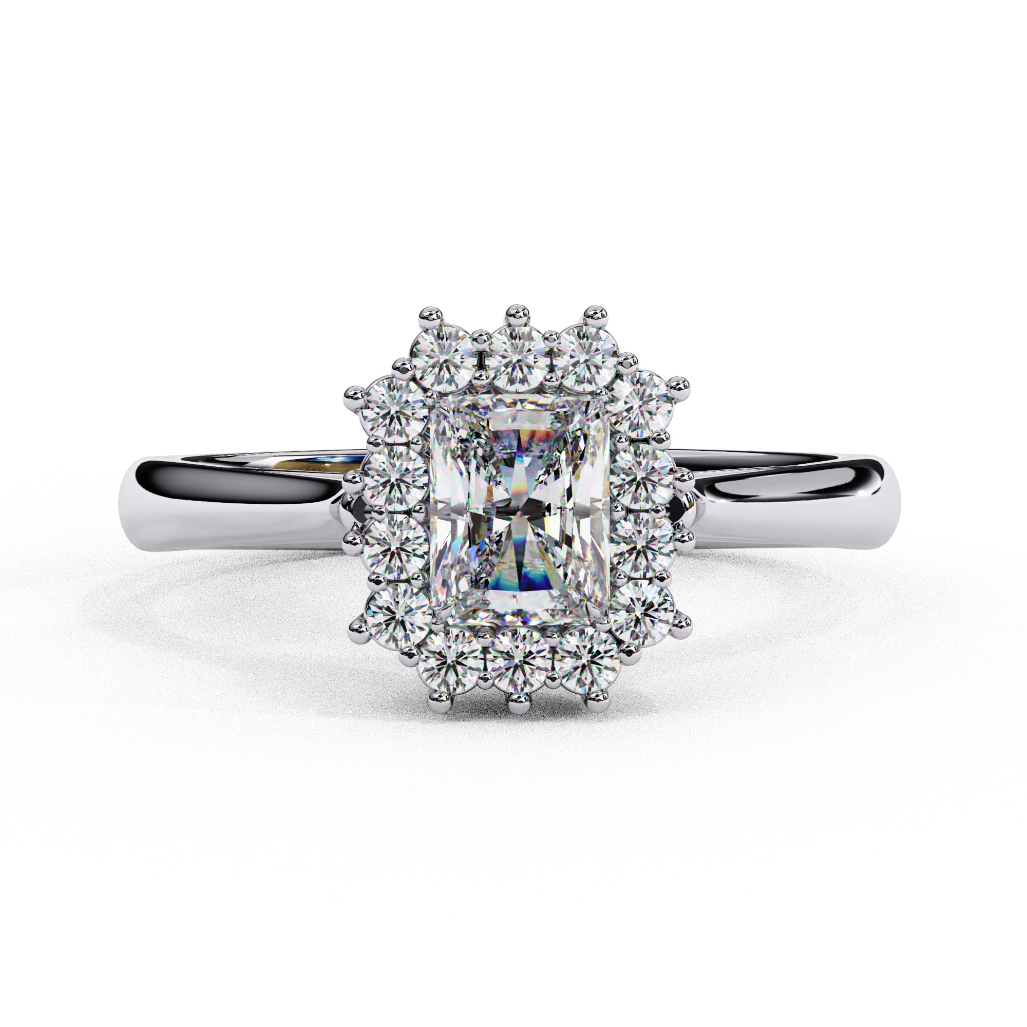 Halo Solitaire Diamond Ring 360 animation renders 3dm stl 3D print model_6