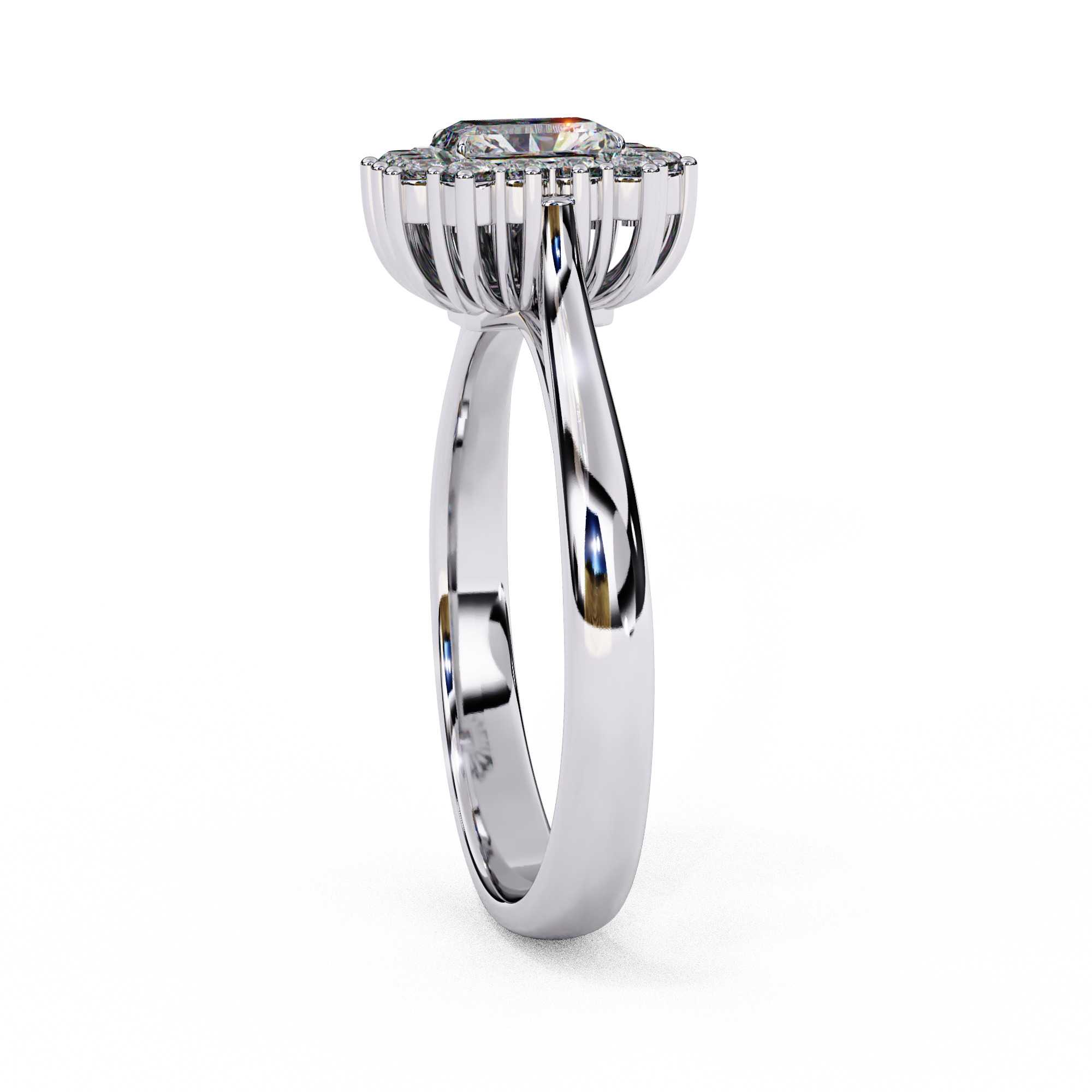 Halo Solitaire Diamond Ring 360 animation renders 3dm stl 3D print model_11