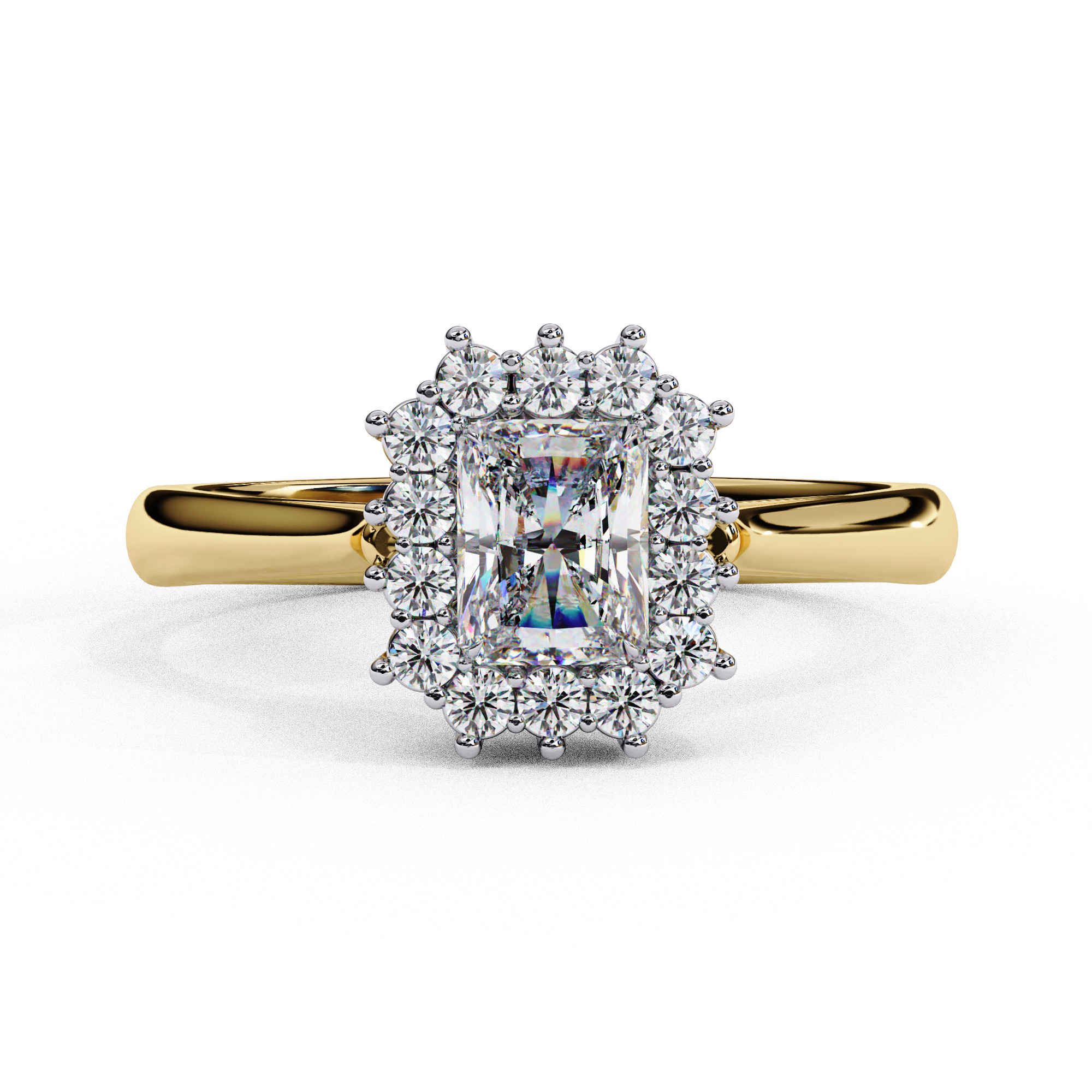 Halo Solitaire Diamond Ring 360 animation renders 3dm stl 3D print model_8