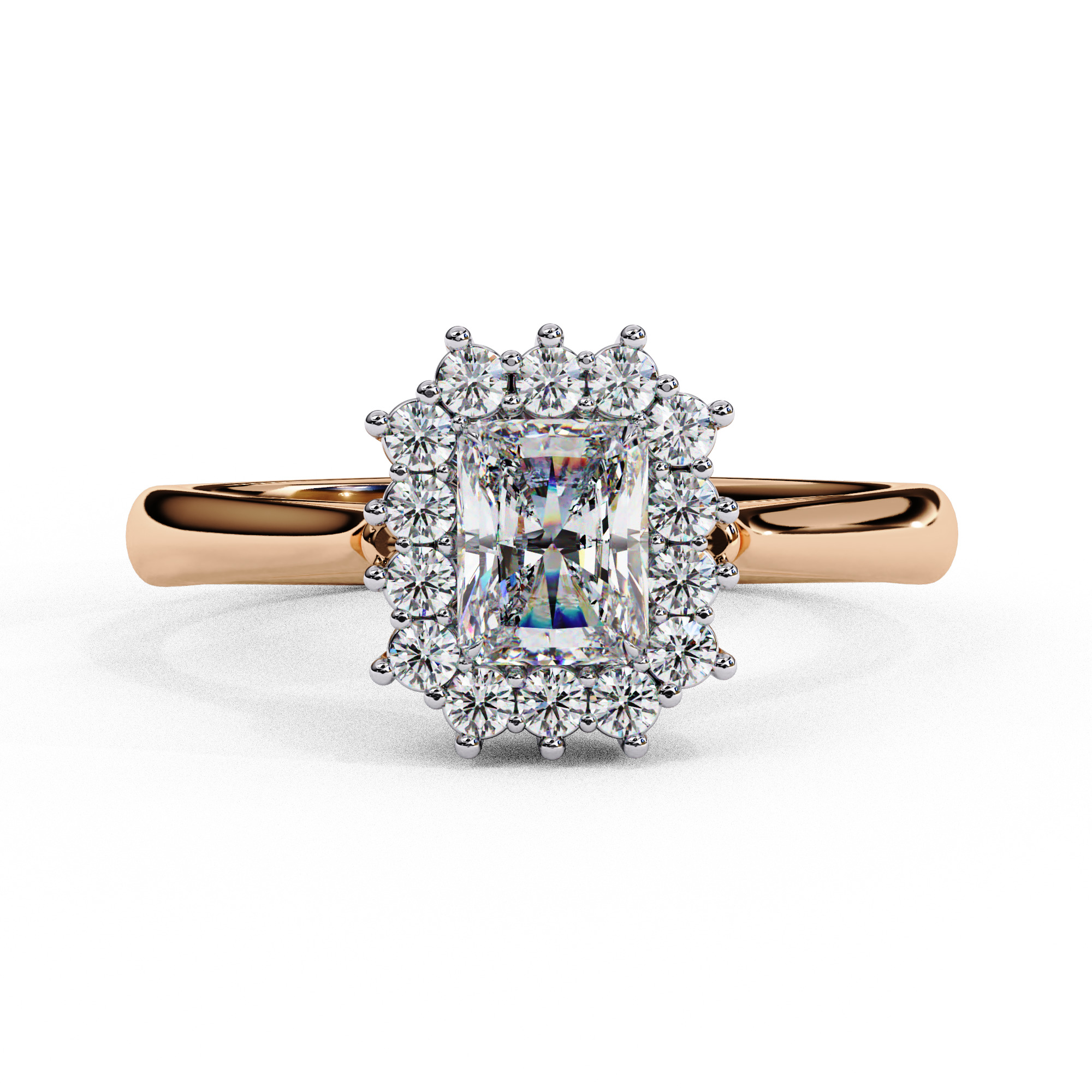 Halo Solitaire Diamond Ring 360 animation renders 3dm stl 3D print model_7