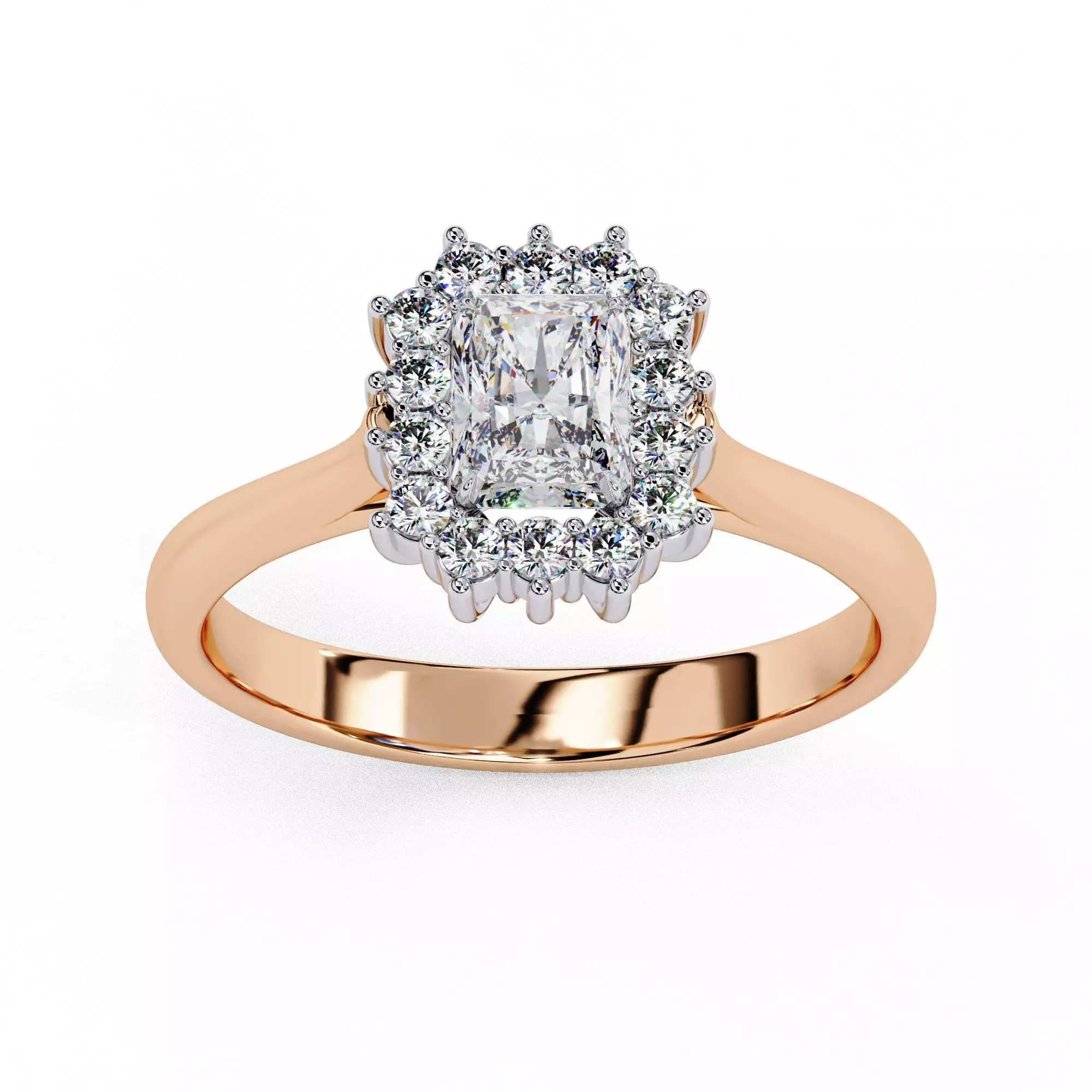 Halo Solitaire Diamond Ring 360 animation renders 3dm stl 3D print model_0