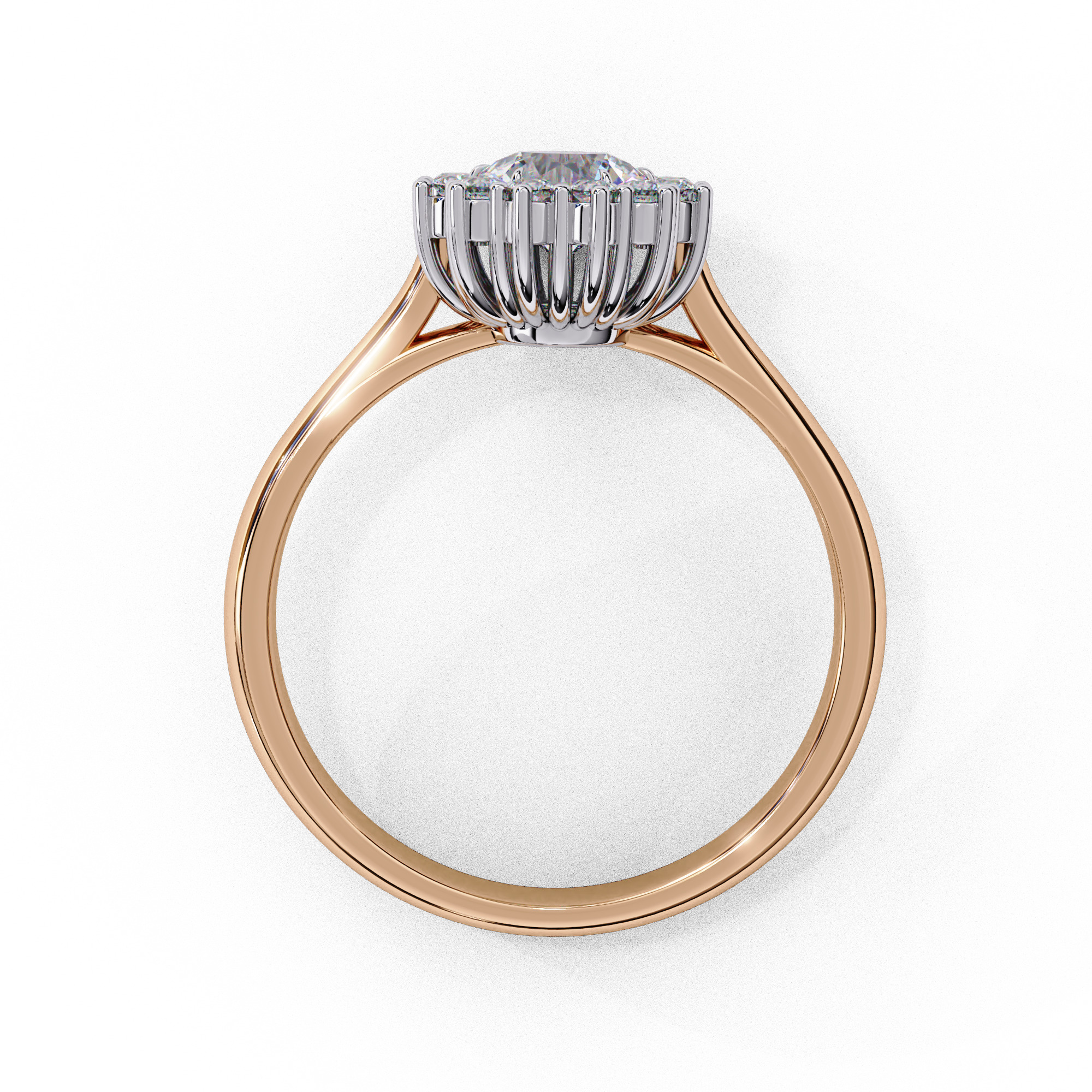 Halo Solitaire Diamond Ring 360 animation renders 3dm stl 3D print model_4