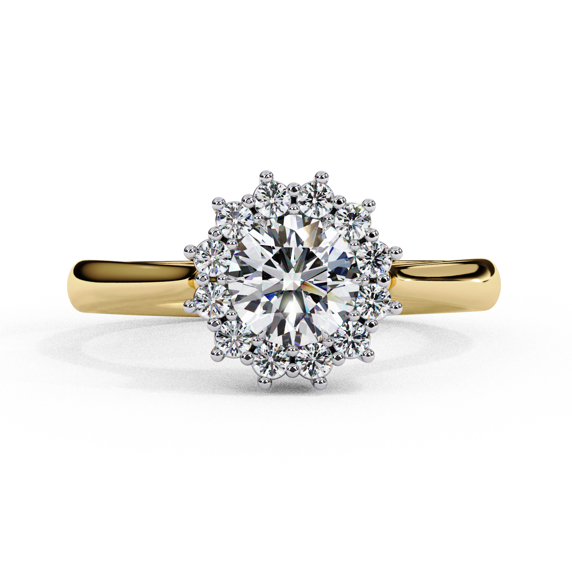 Halo Solitaire Diamond Ring 360 animation renders 3dm stl 3D print model_8