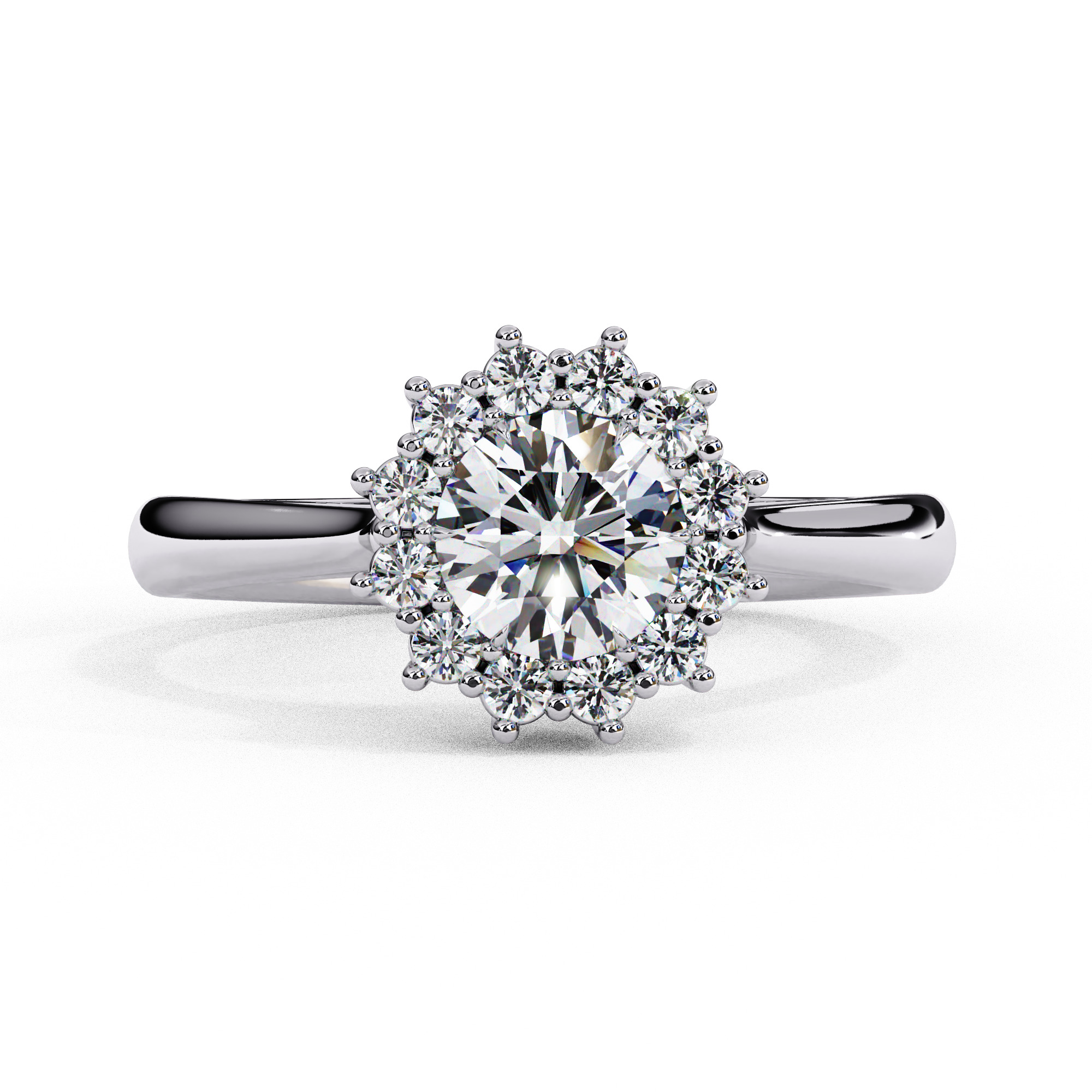 Halo Solitaire Diamond Ring 360 animation renders 3dm stl 3D print model_6