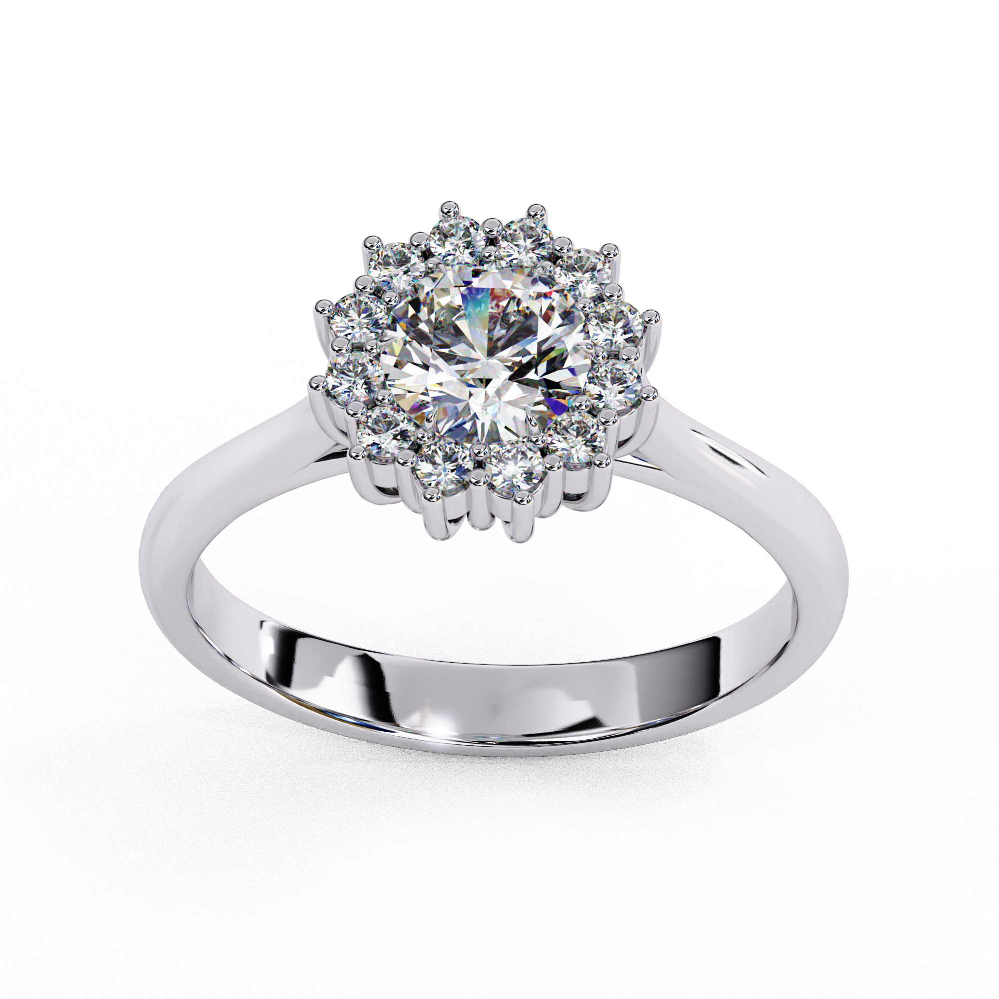 Halo Solitaire Diamond Ring 360 animation renders 3dm stl 3D print model_10