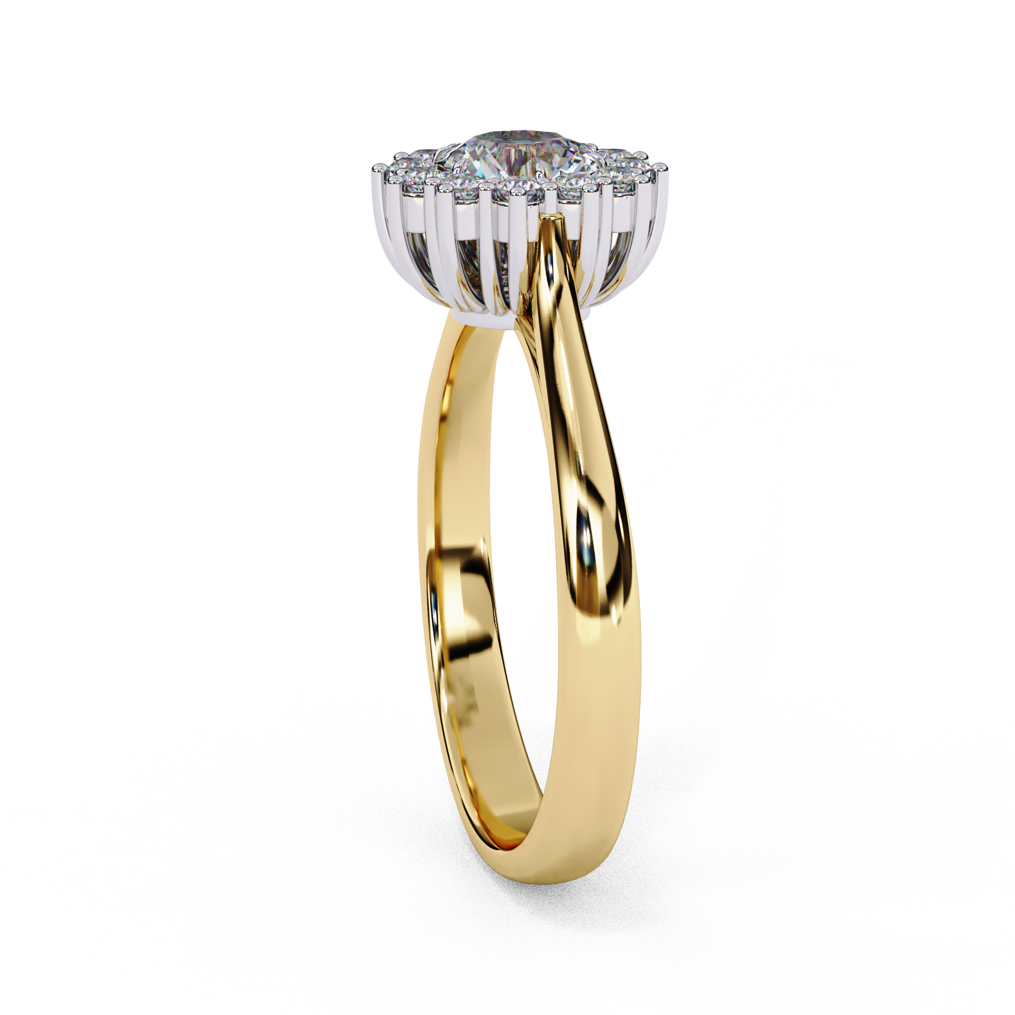 Halo Solitaire Diamond Ring 360 animation renders 3dm stl 3D print model_12