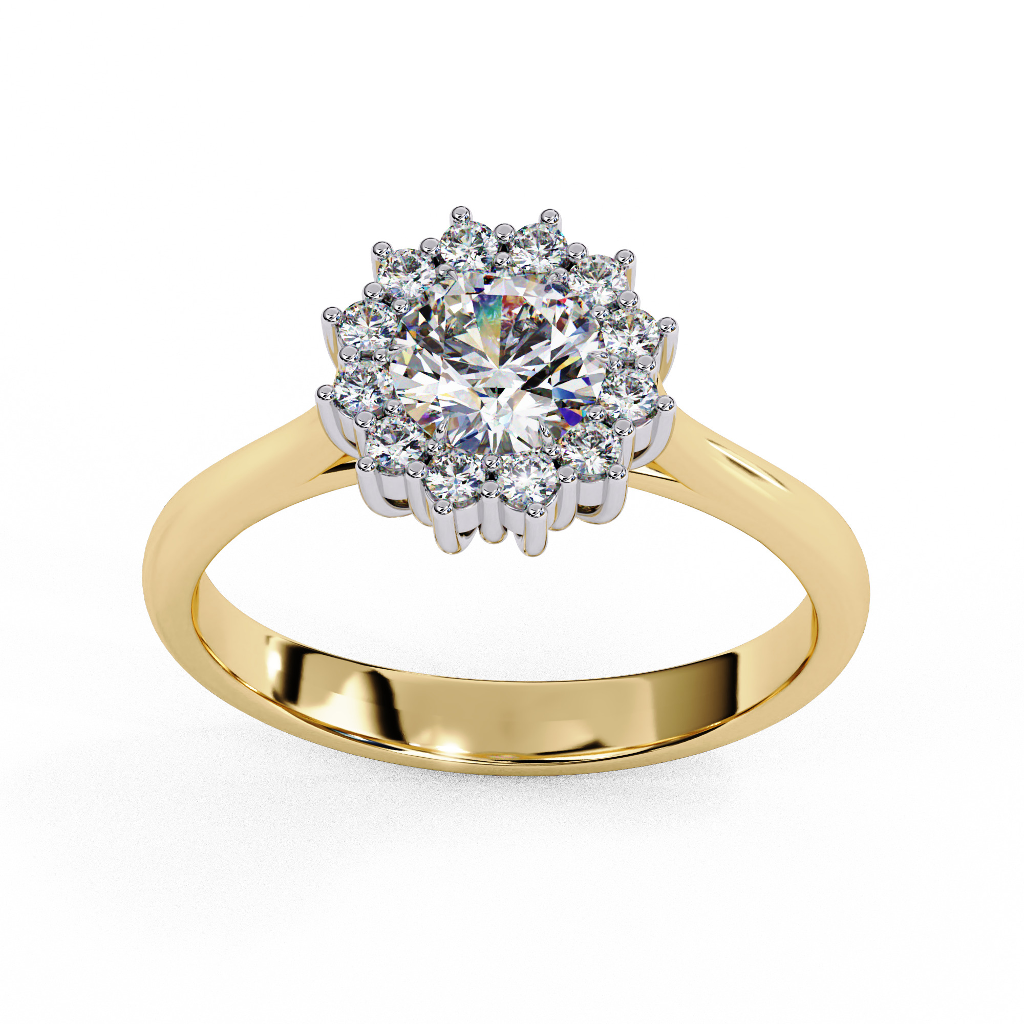 Halo Solitaire Diamond Ring 360 animation renders 3dm stl 3D print model_9
