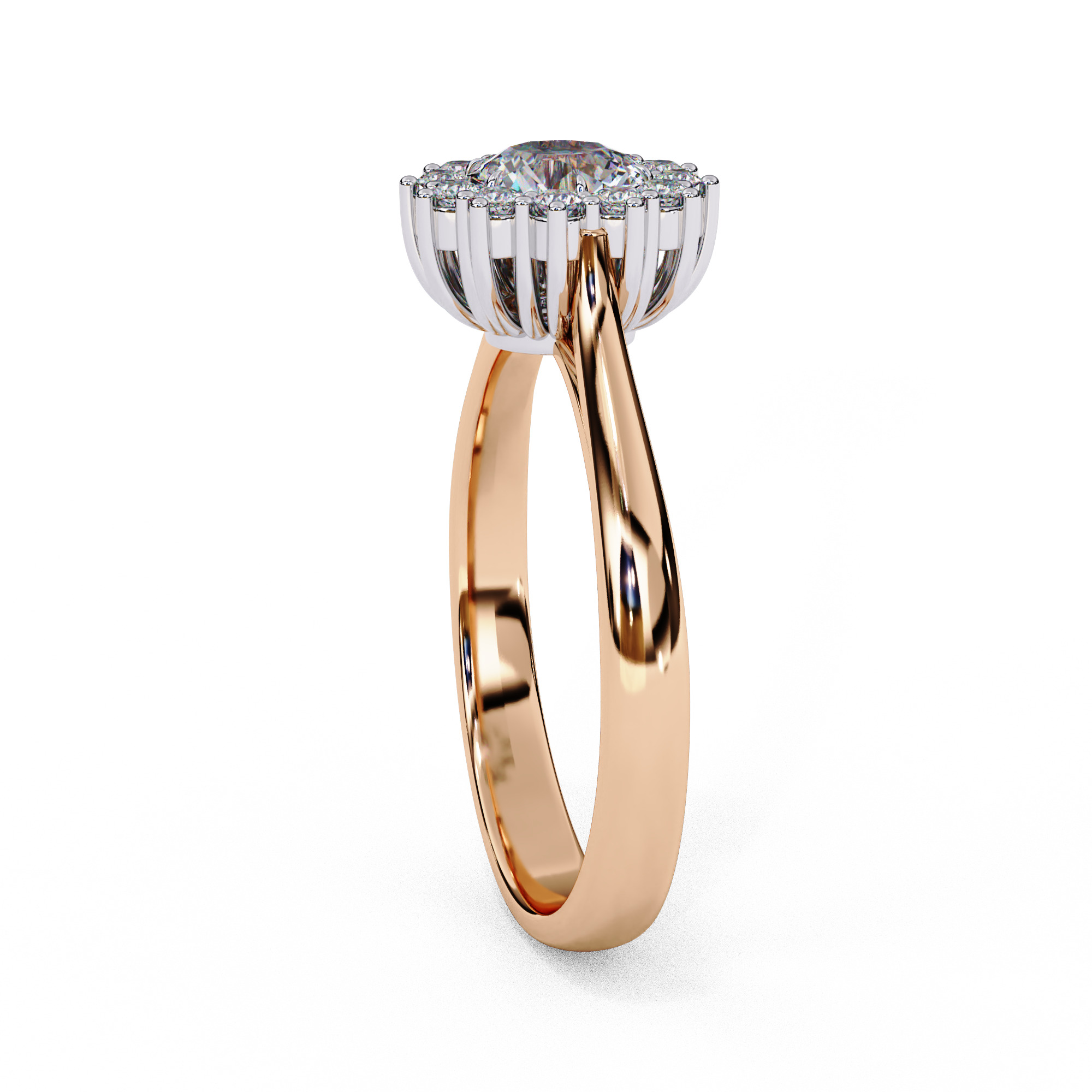 Halo Solitaire Diamond Ring 360 animation renders 3dm stl 3D print model_13