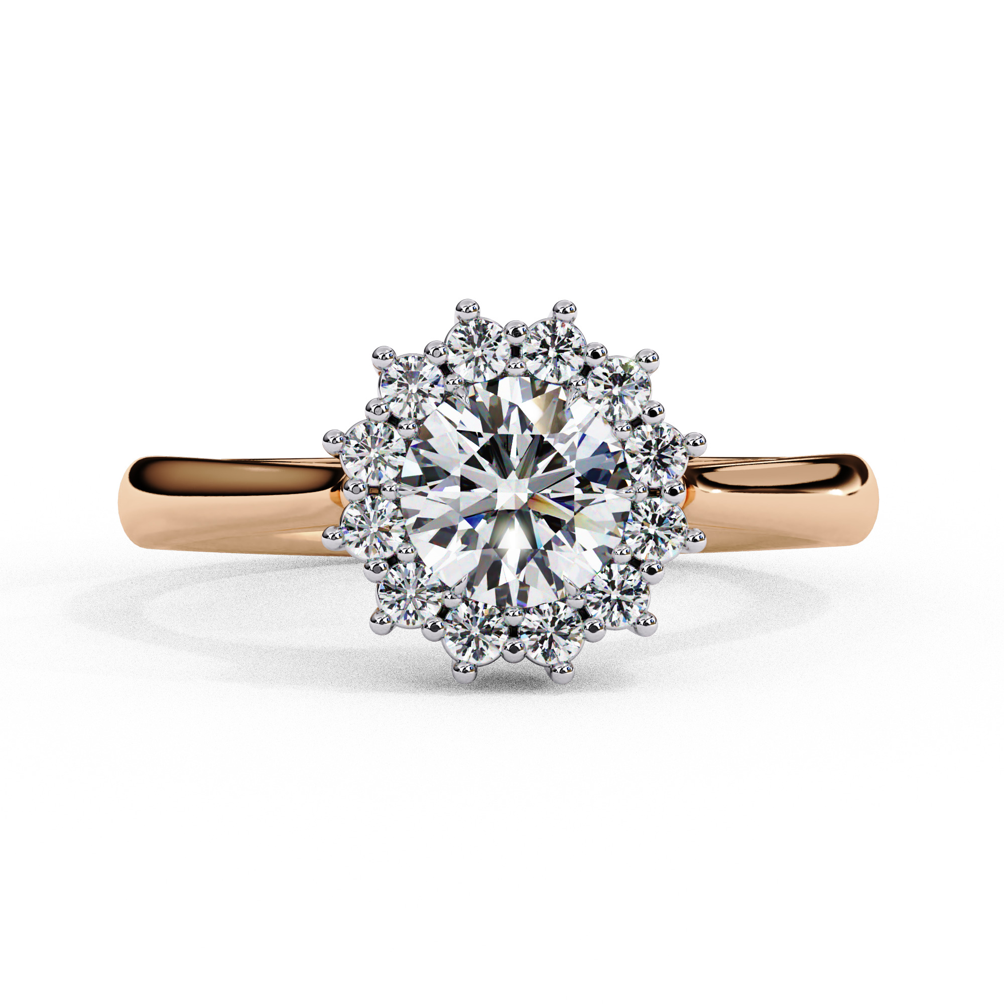 Halo Solitaire Diamond Ring 360 animation renders 3dm stl 3D print model_7