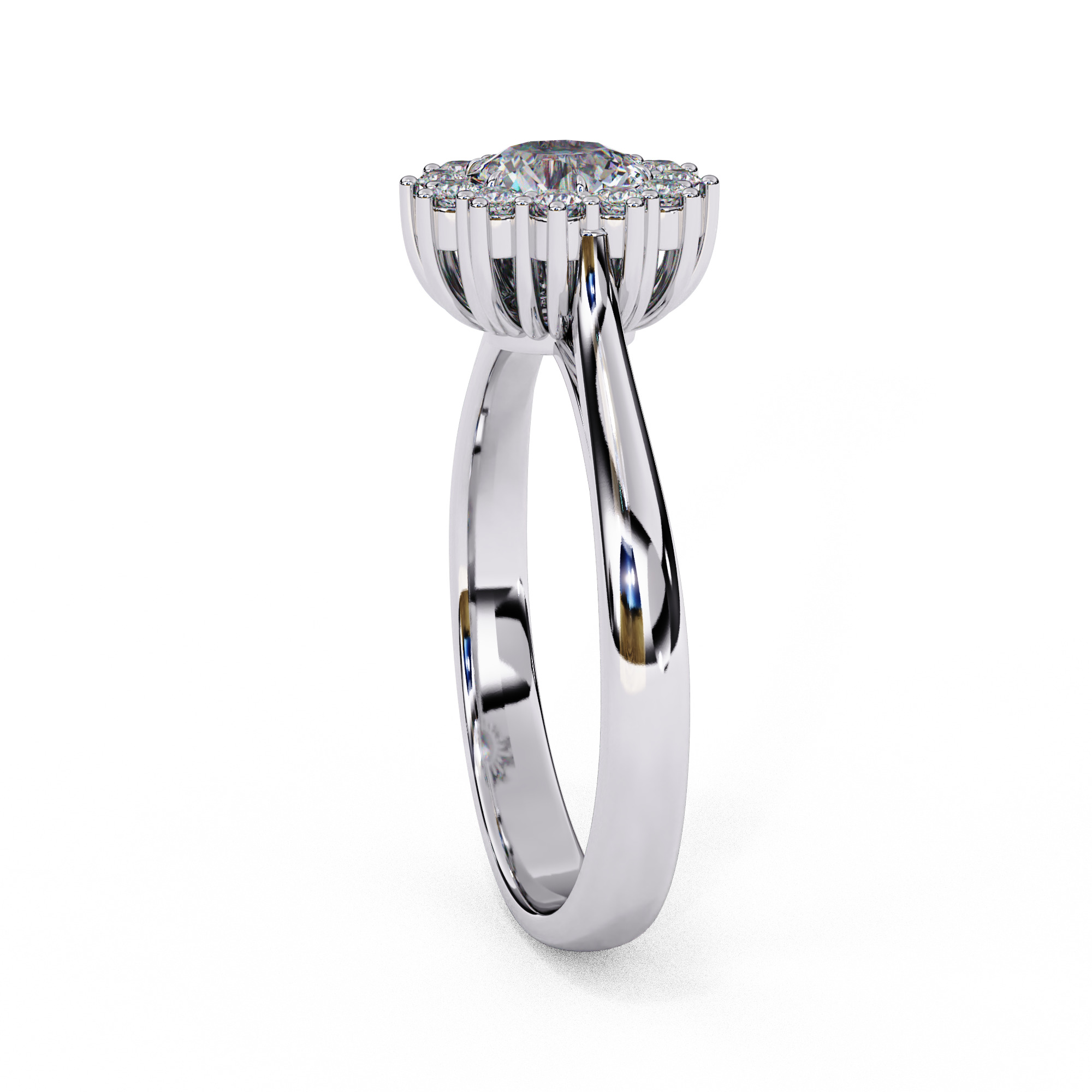 Halo Solitaire Diamond Ring 360 animation renders 3dm stl 3D print model_11