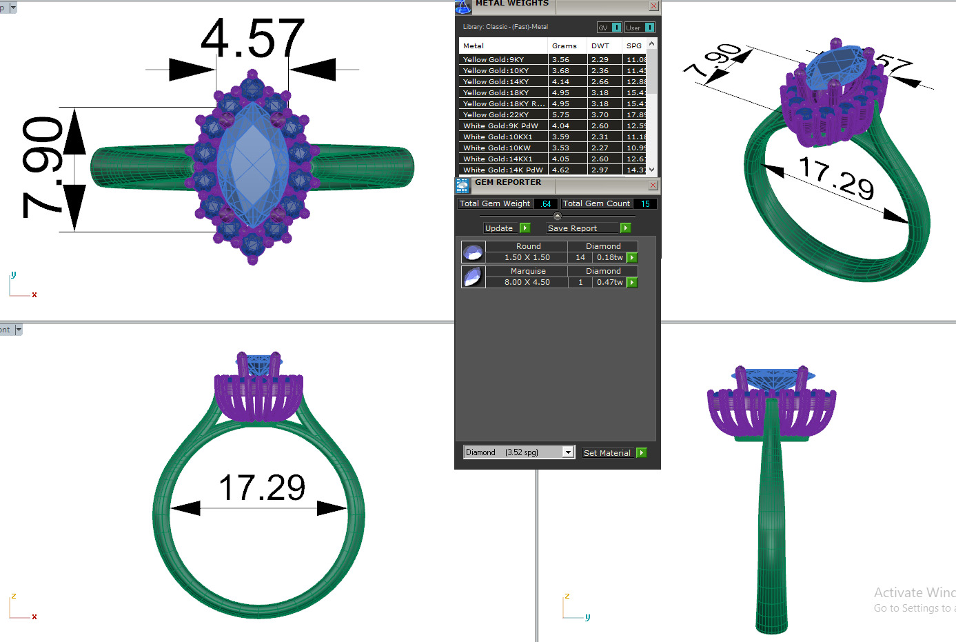 Halo Solitaire Diamond Ring 360 animation renders 3dm stl 3D print model_3