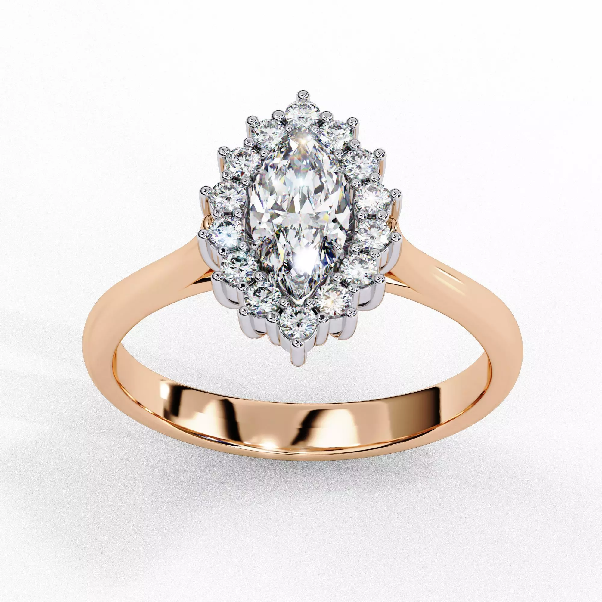 Halo Solitaire Diamond Ring 360 animation renders 3dm stl 3D print model_0