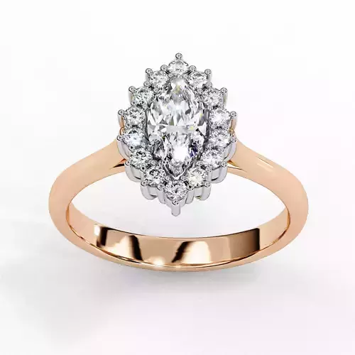 Halo Solitaire Diamond Ring 360 animation renders 3dm stl 3D print model
