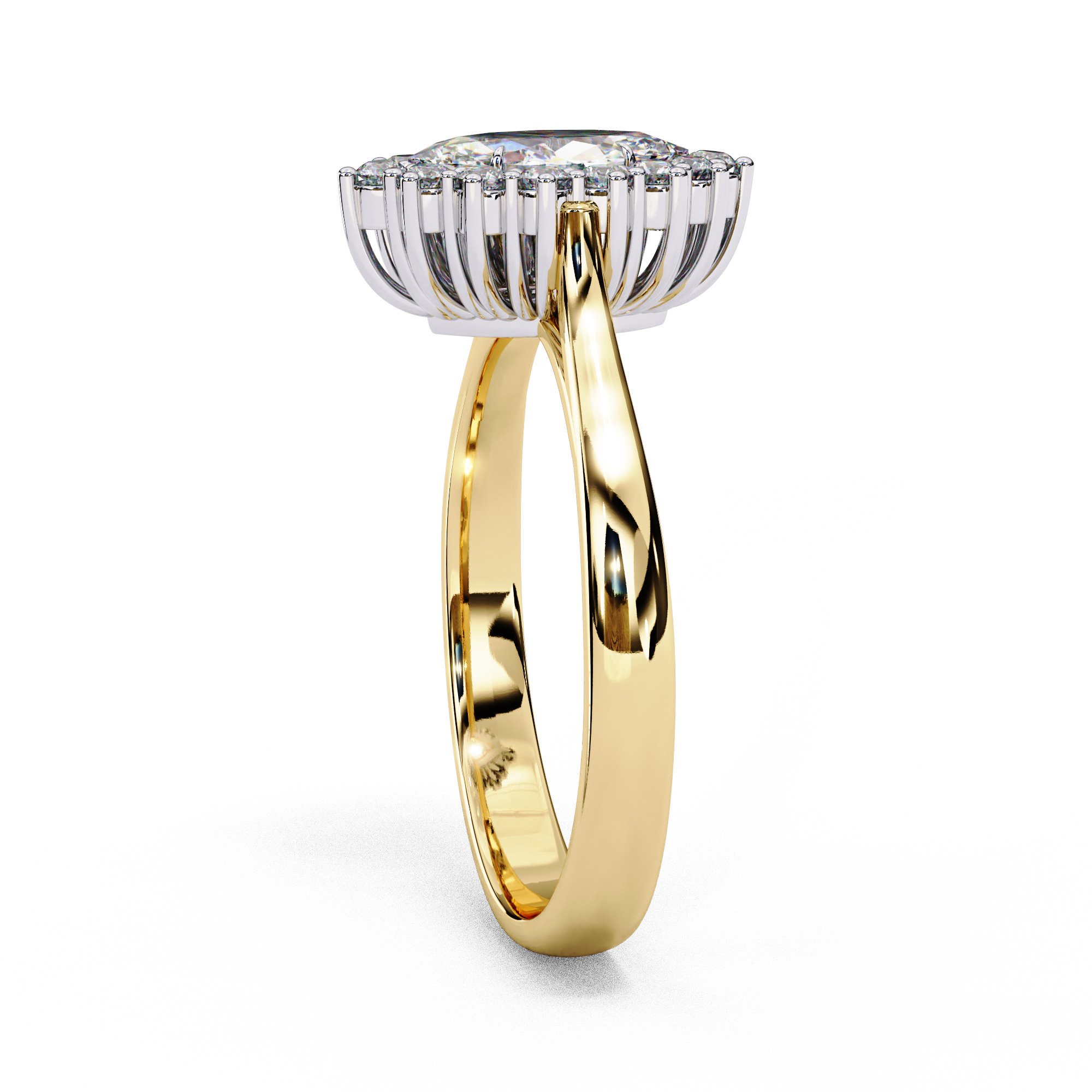 Halo Solitaire Diamond Ring 360 animation renders 3dm stl 3D print model_13