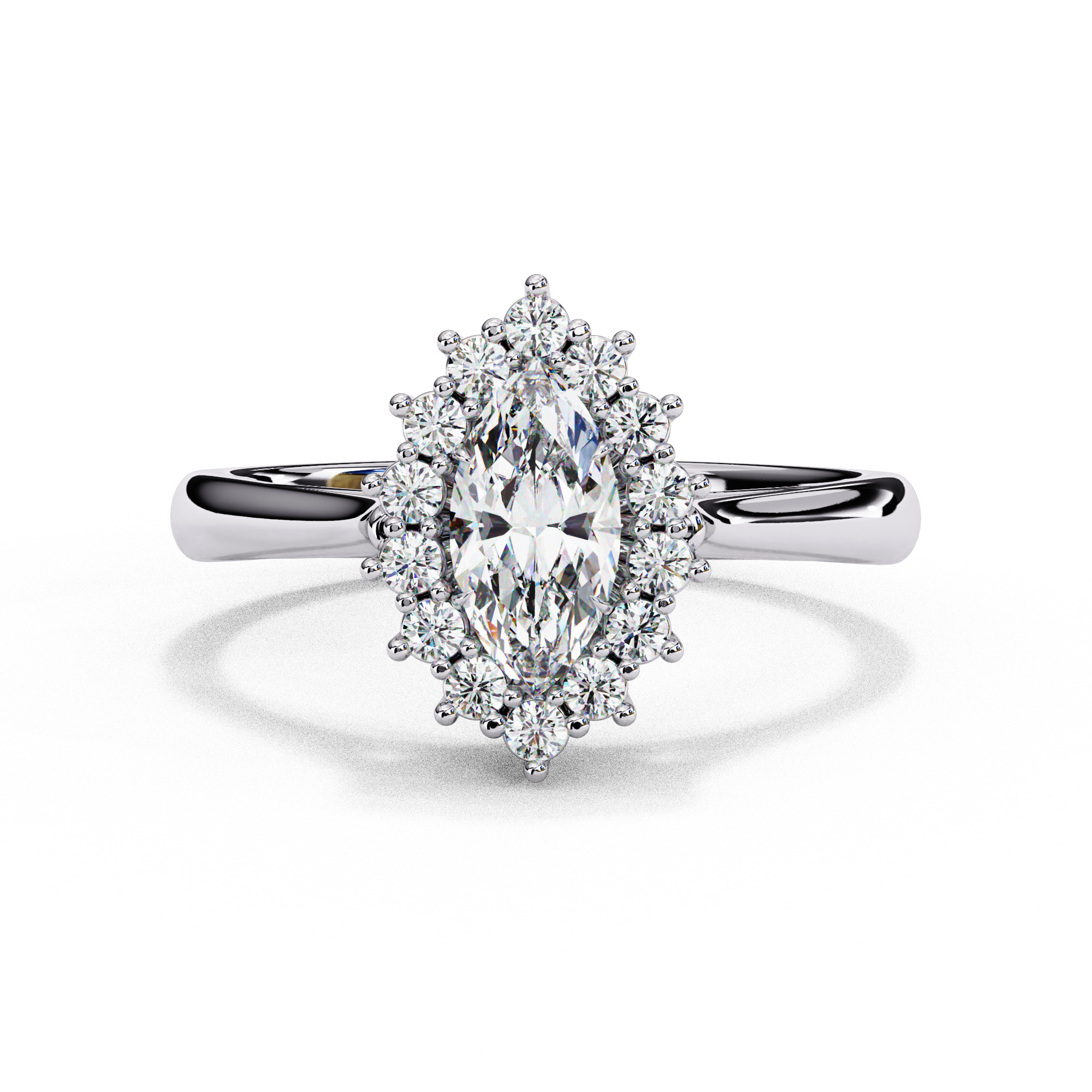 Halo Solitaire Diamond Ring 360 animation renders 3dm stl 3D print model_6