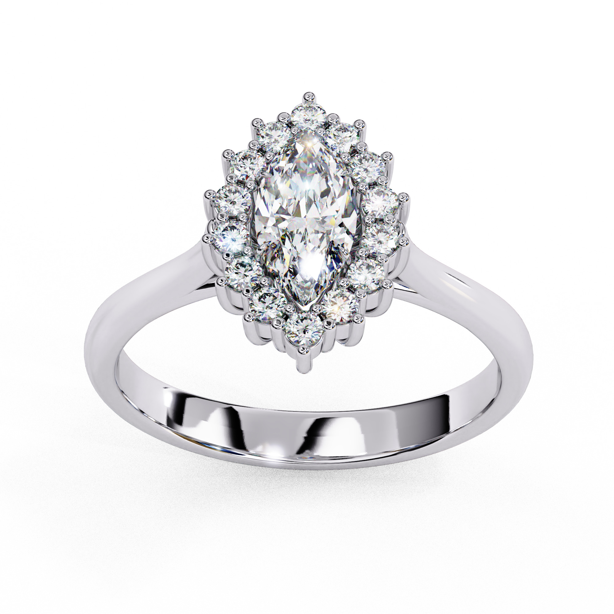 Halo Solitaire Diamond Ring 360 animation renders 3dm stl 3D print model_10