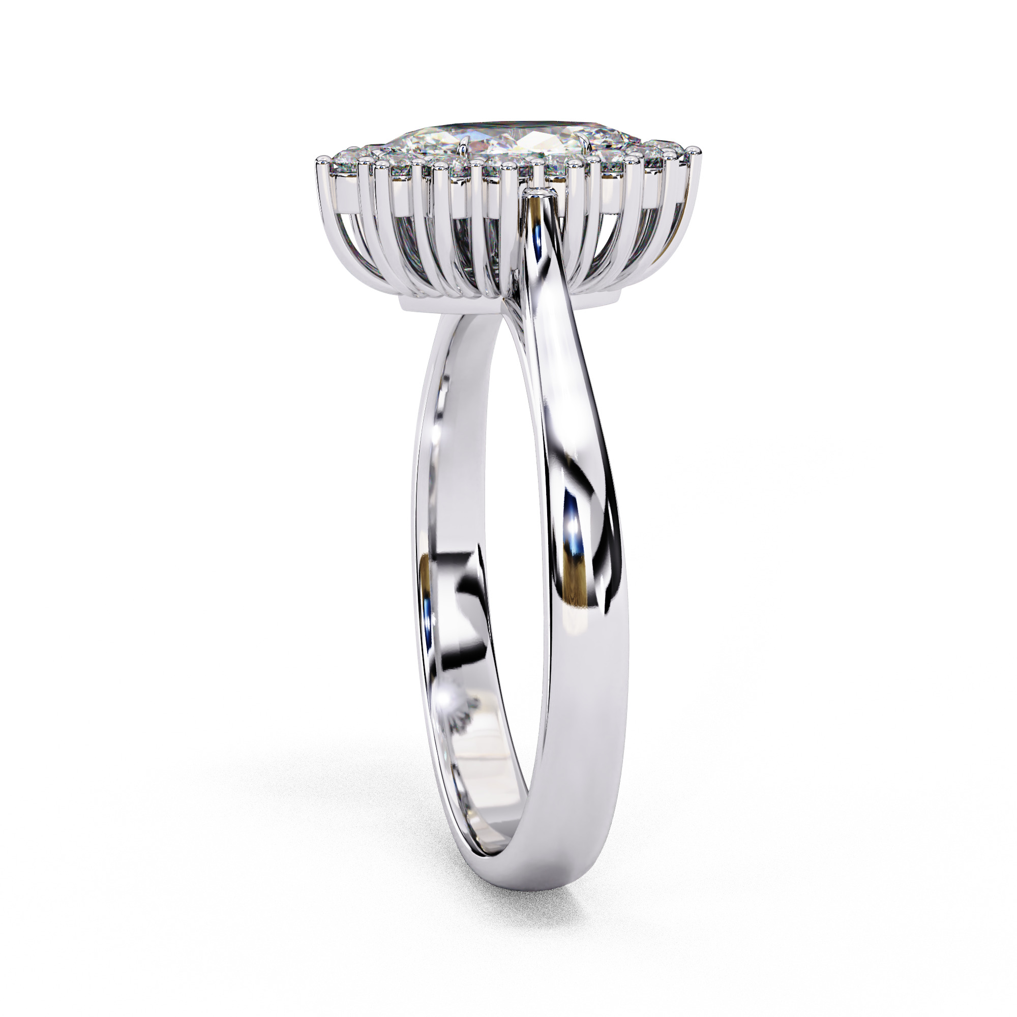 Halo Solitaire Diamond Ring 360 animation renders 3dm stl 3D print model_11