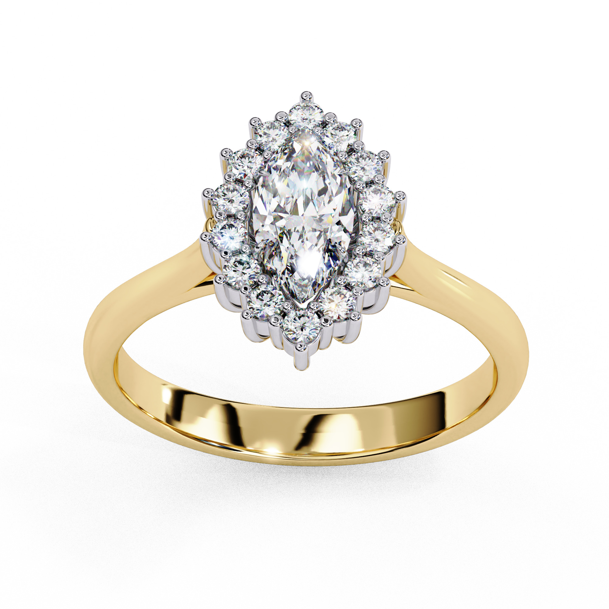 Halo Solitaire Diamond Ring 360 animation renders 3dm stl 3D print model_9