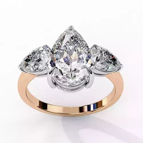 Trio Solitaire Diamond Ring 360 animation renders 3dm stl  3D print model