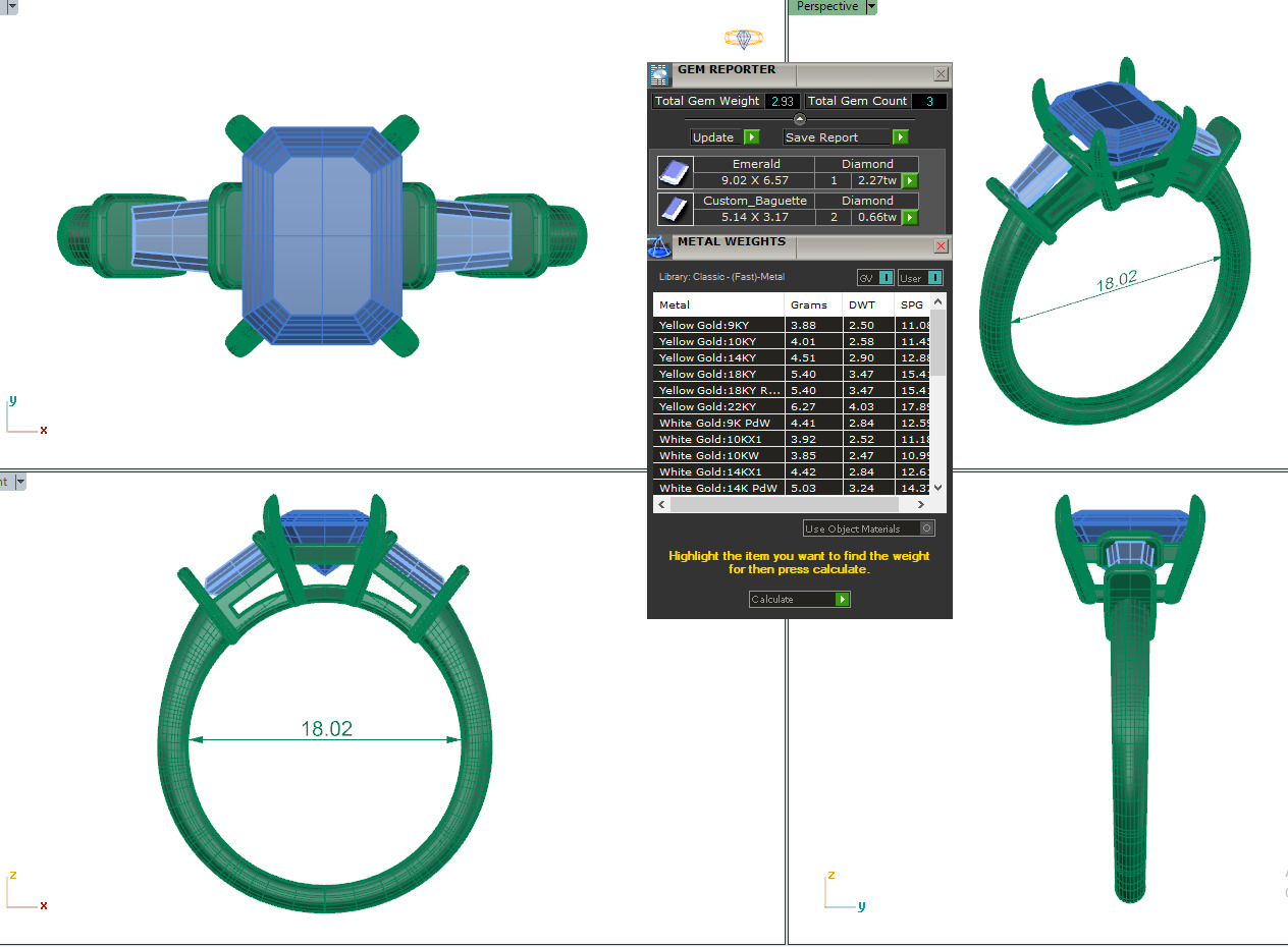 Trio Solitaire Diamond Ring 360 animation renders 3dm stl 3D print model_3