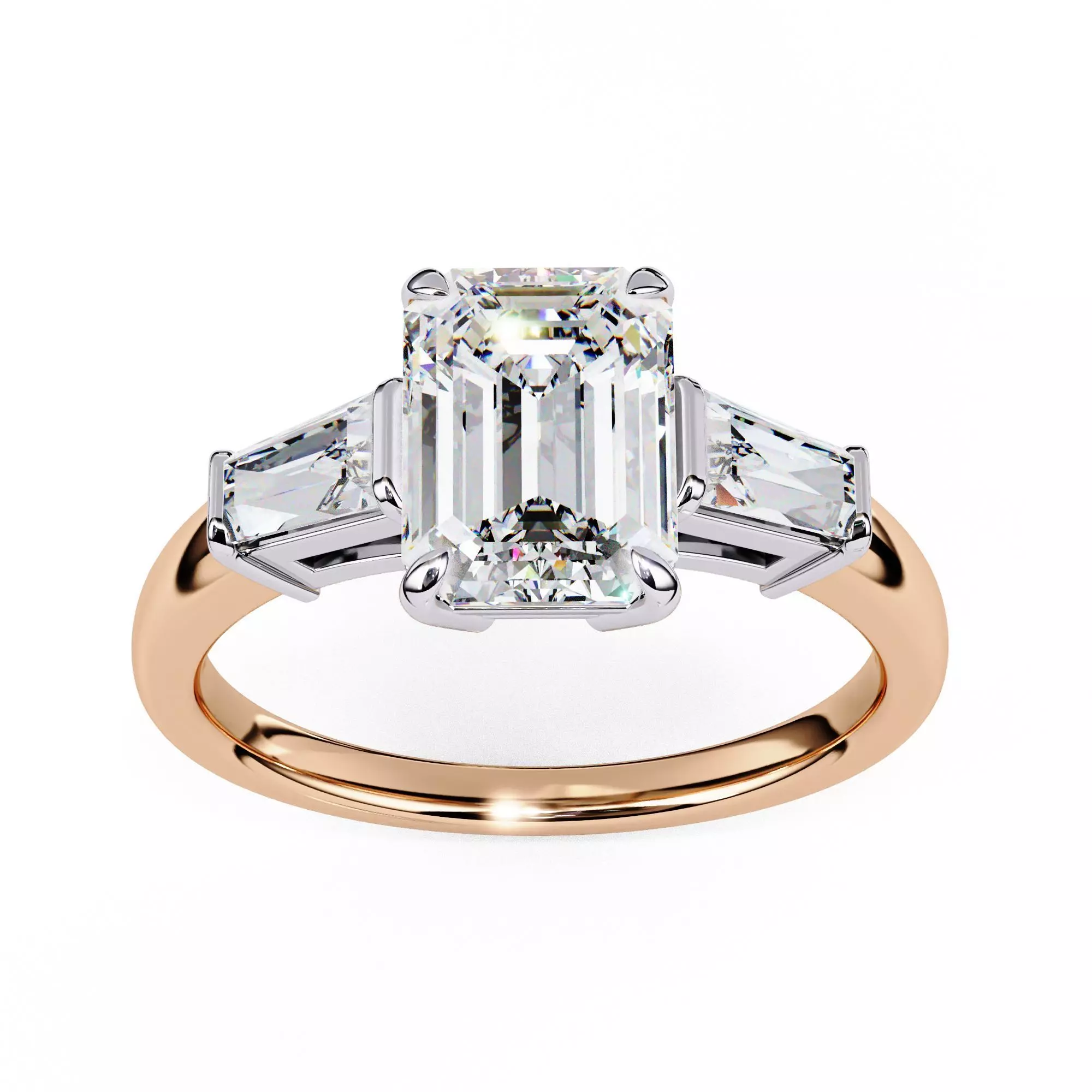 Trio Solitaire Diamond Ring 360 animation renders 3dm stl 3D print model_0