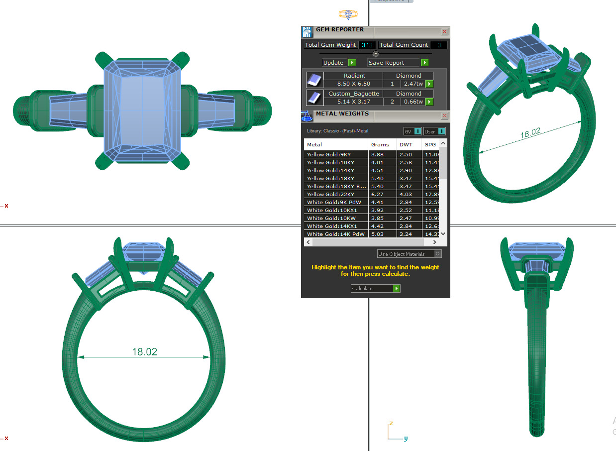 Trio Solitaire Diamond Ring 360 animation renders 3dm stl 3D print model_3